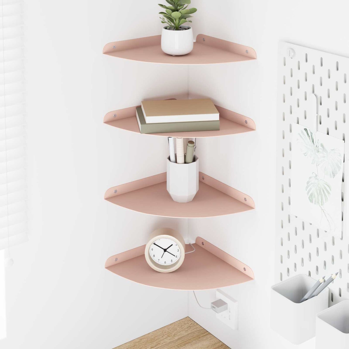 Flytende hylle med hylle med lagring 4 pcs Rosa 24 x 24 x 2 cm