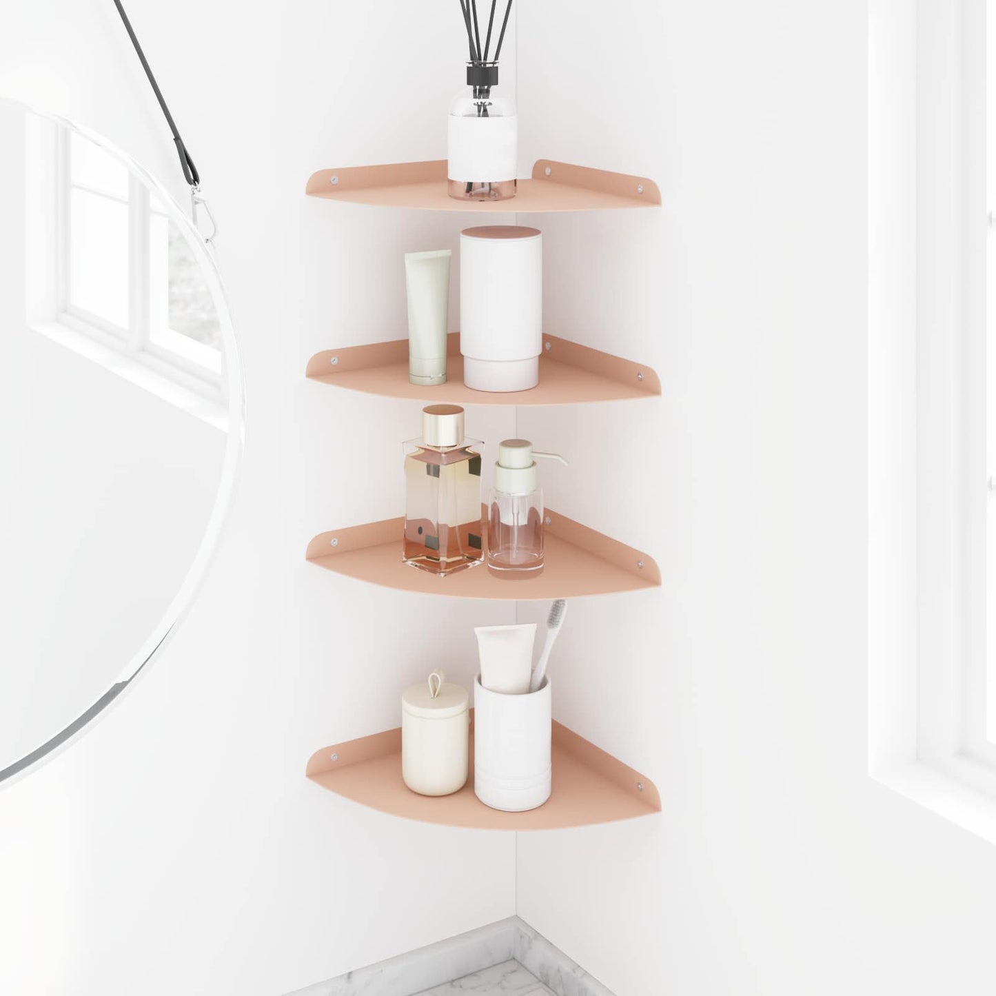 Flytende hylle med hylle med lagring 4 pcs Rosa 24 x 24 x 2 cm