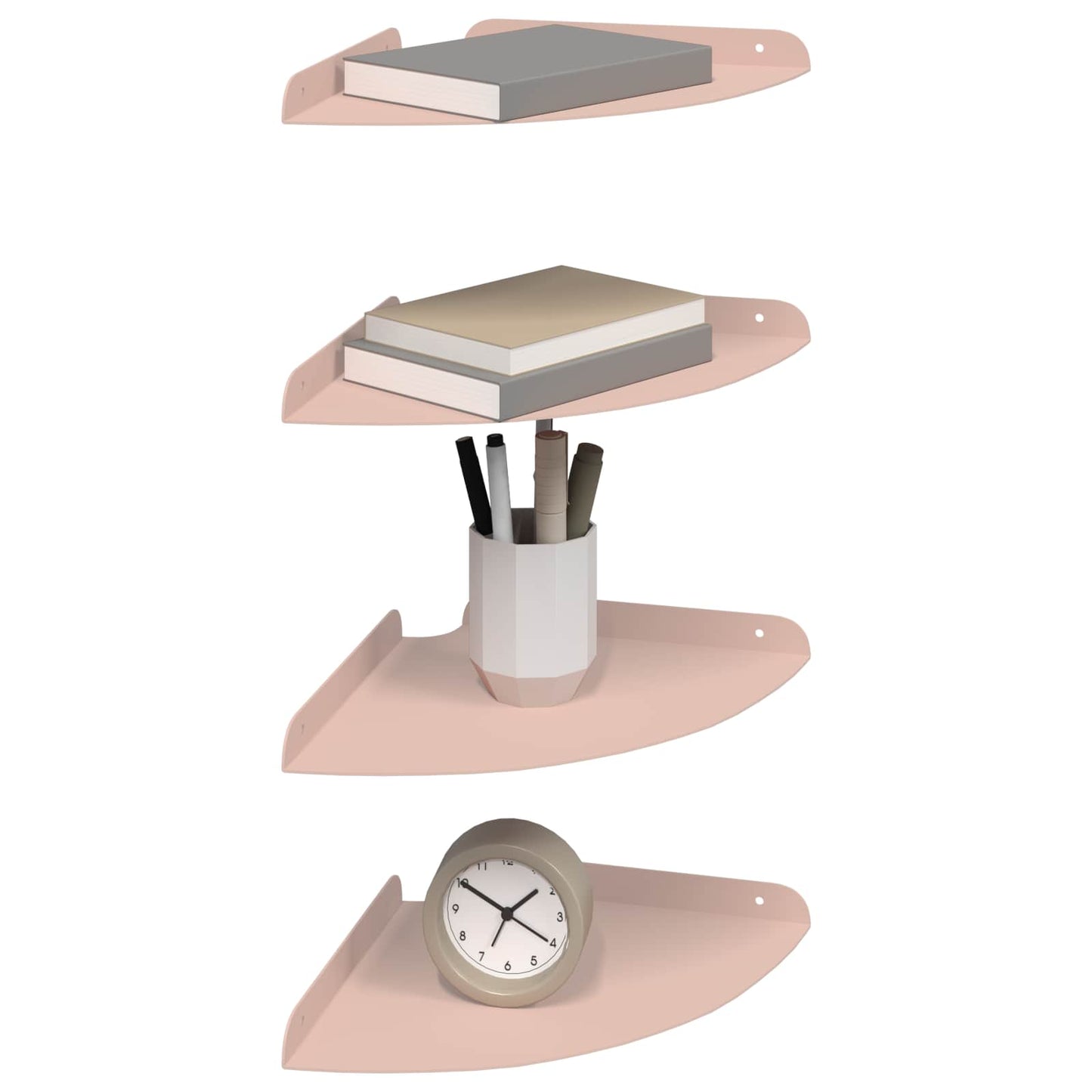 Flytende hylle med hylle med lagring 4 pcs Rosa 24 x 24 x 2 cm