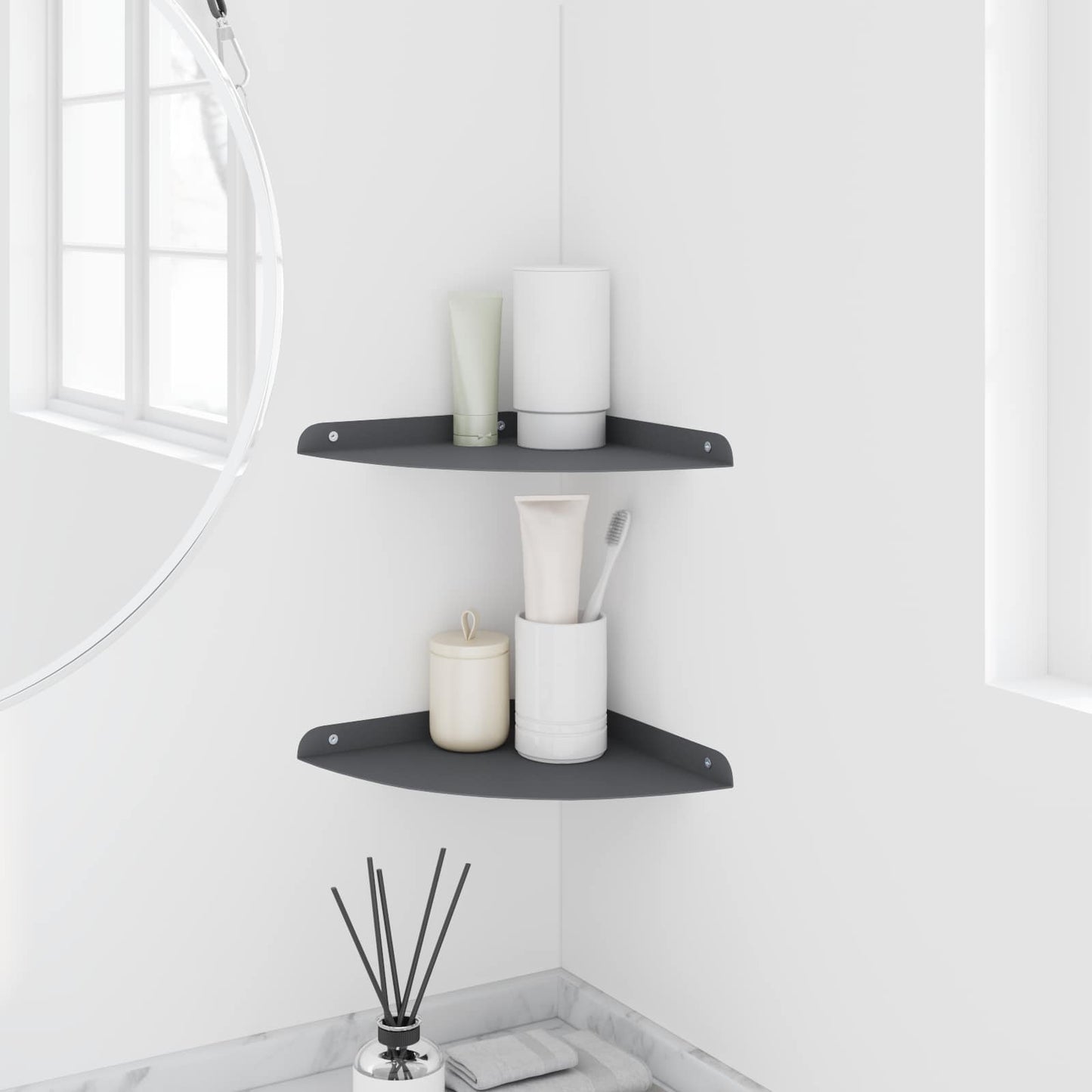 Flytende hylle med hylle 2 pcs Antrasitt 24 x 24 x 2 cm