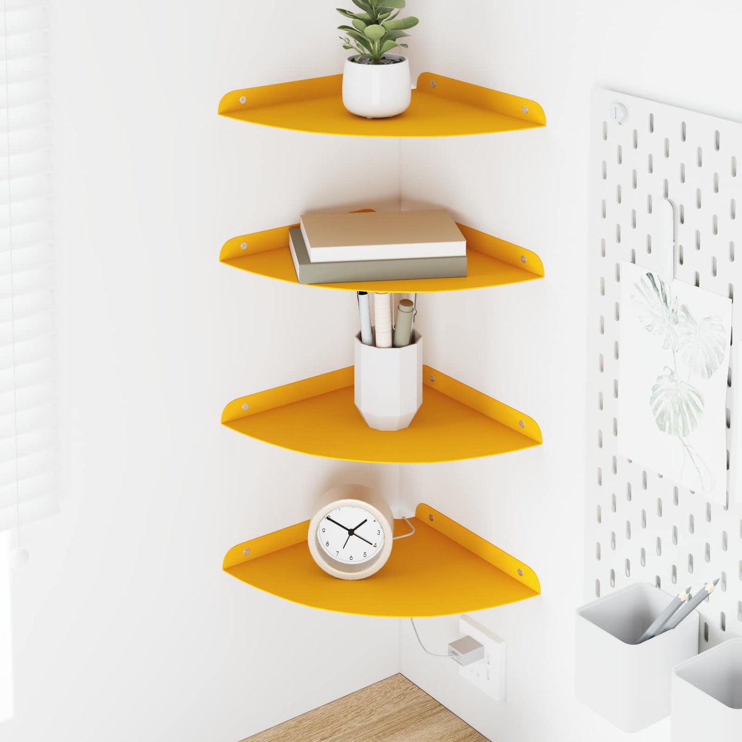 Flytende hylle med hylle 4 pcs Sennepsgul 24 x 24 x 2 cm