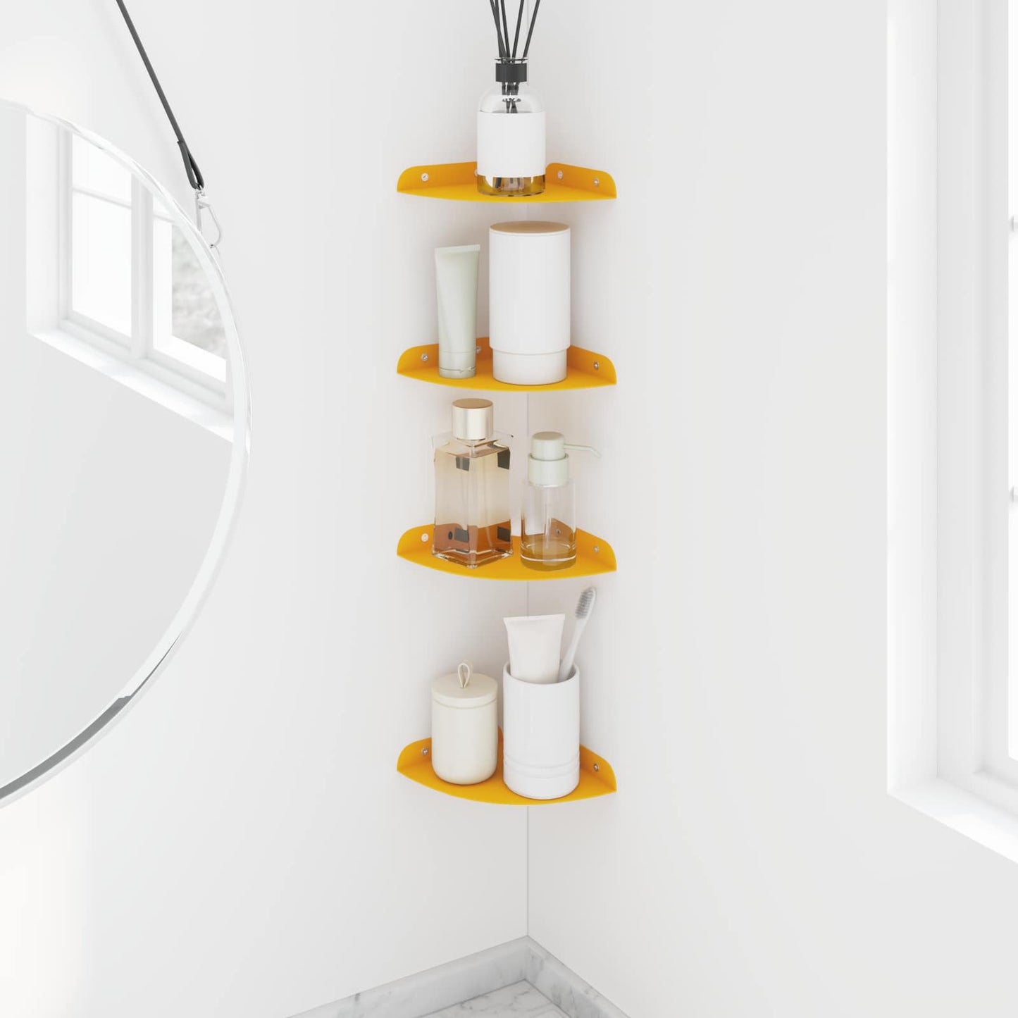 Flytende hylle med hylle 4 pcs Sennepsgul 24 x 24 x 2 cm