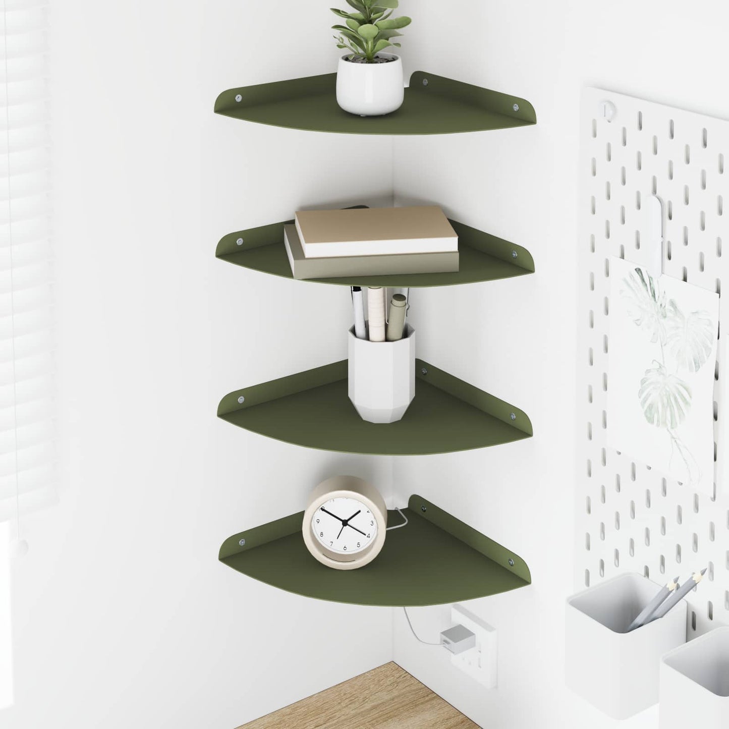 Flytende hylle med hylle 4 pcs Olivengrønn 24 x 24 x 2 cm