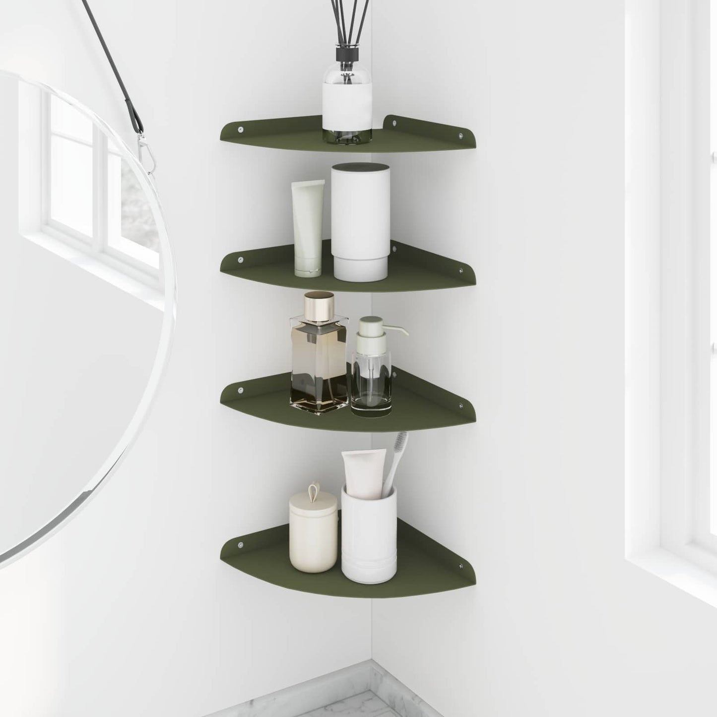 Flytende hylle med hylle 4 pcs Olivengrønn 24 x 24 x 2 cm