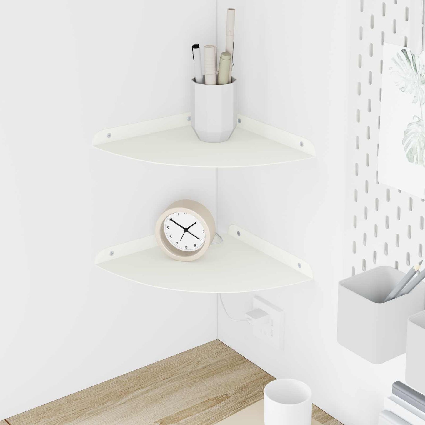 Flytende hylle med hylle med lagring 2 pcs Hvit 24 x 24 x 2 cm