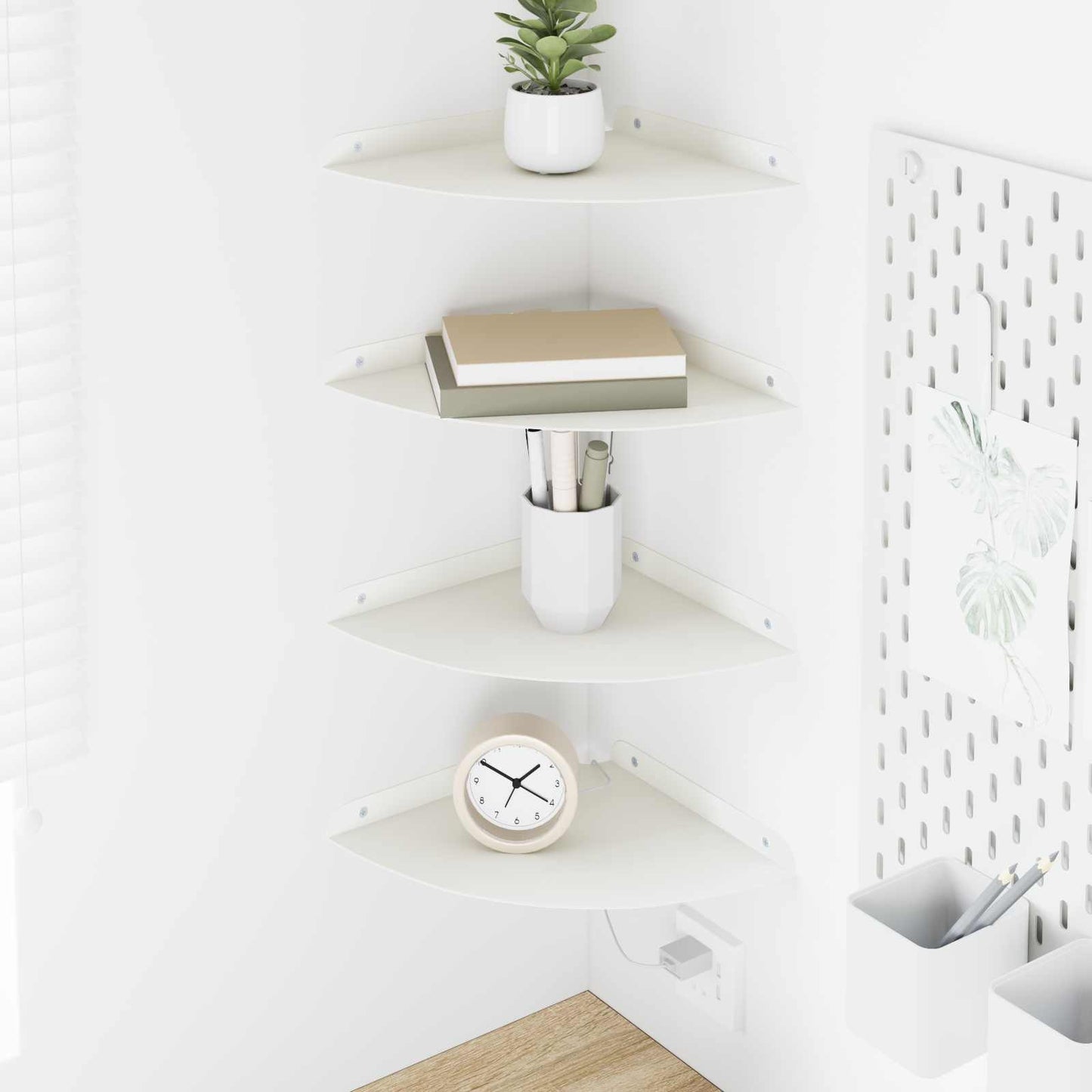 Flytende hylle med hylle med lagring 4 pcs Hvit 24 x 24 x 2 cm