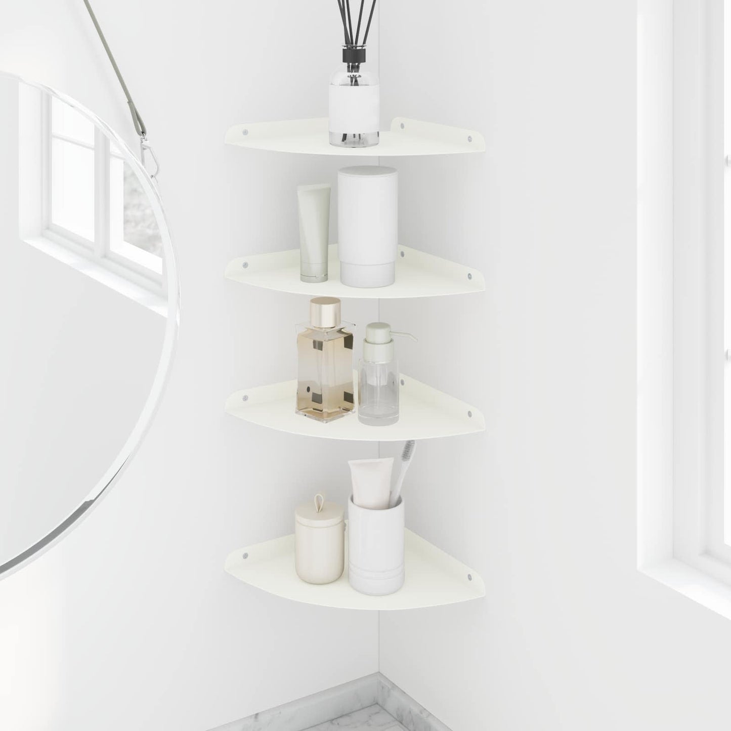 Flytende hylle med hylle med lagring 4 pcs Hvit 24 x 24 x 2 cm