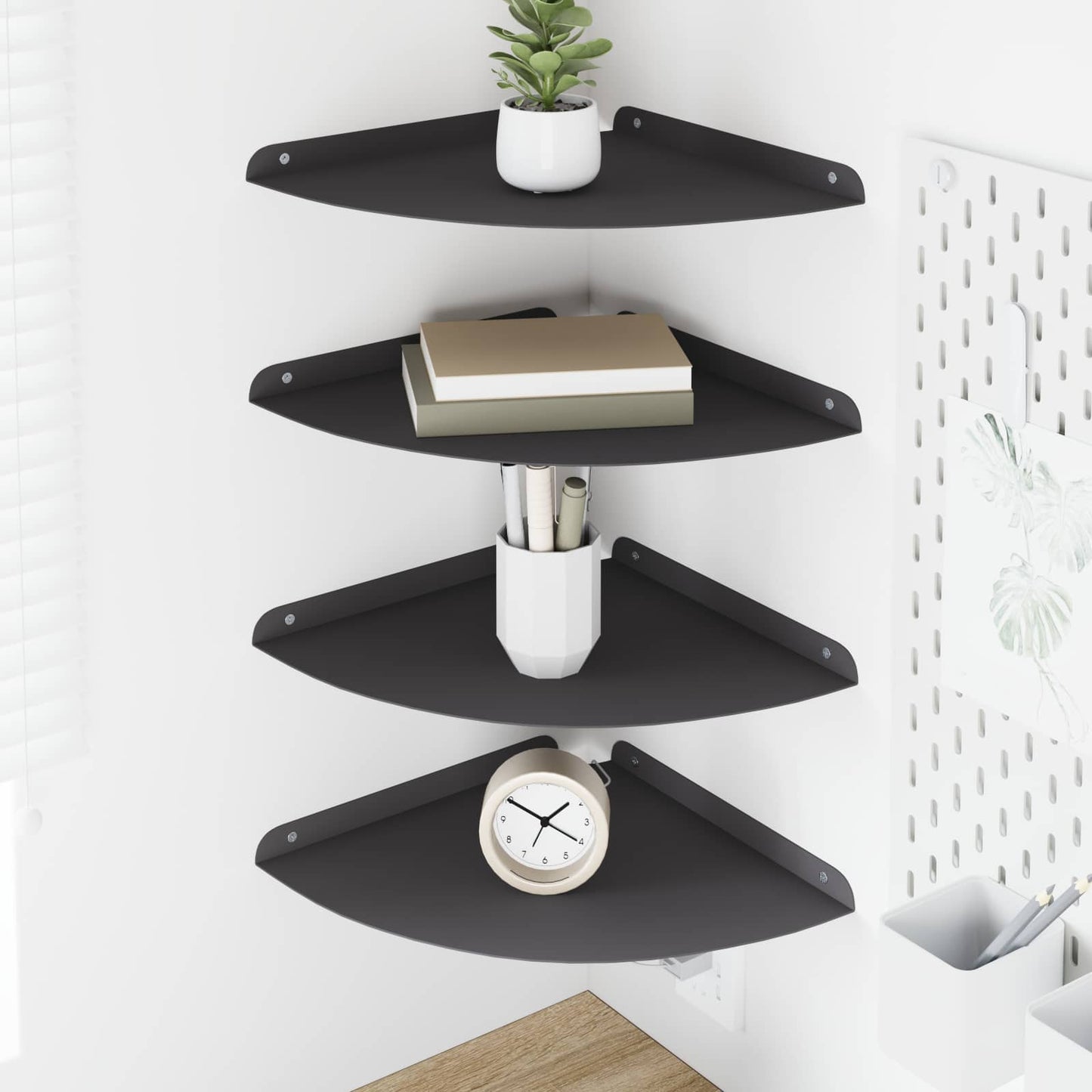 Flytende hylle med hylle med lagring 4 pcs Svart 30 x 30 x 2 cm