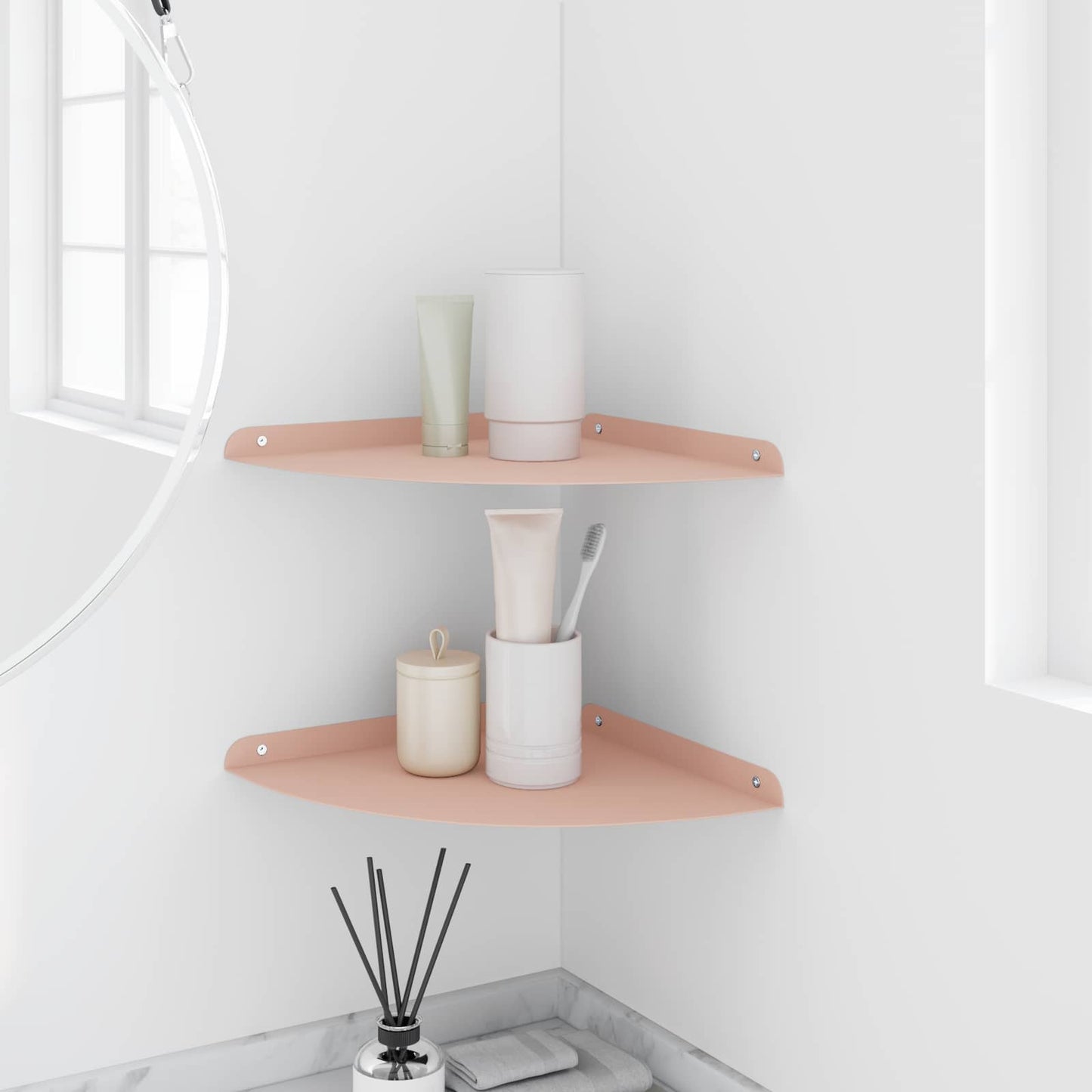 Flytende hylle med hylle med lagring 2 pcs Rosa 30 x 30 x 2 cm