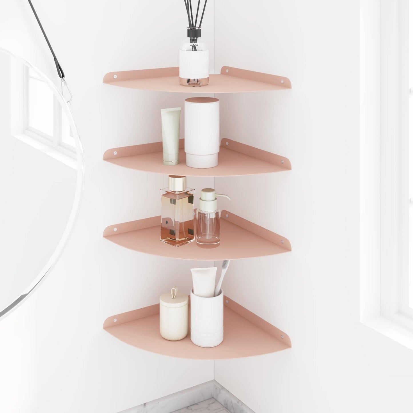 Flytende hylle med hylle med lagring 4 pcs Rosa 30 x 30 x 2 cm