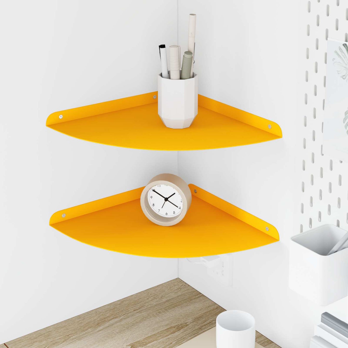 Flytende hylle med hylle 2 pcs Sennepsgul 30 x 30 x 2 cm