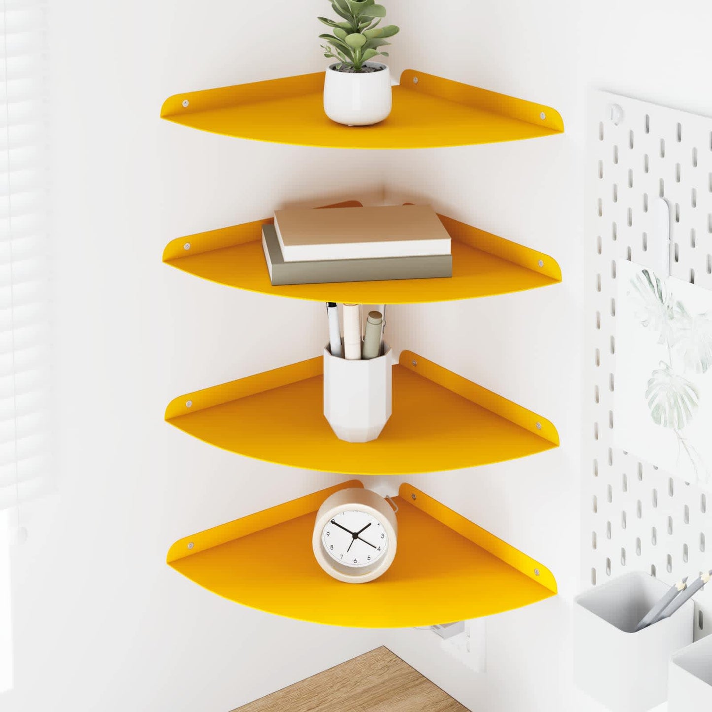Flytende hylle med hylle 4 pcs Sennepsgul 30 x 30 x 2 cm