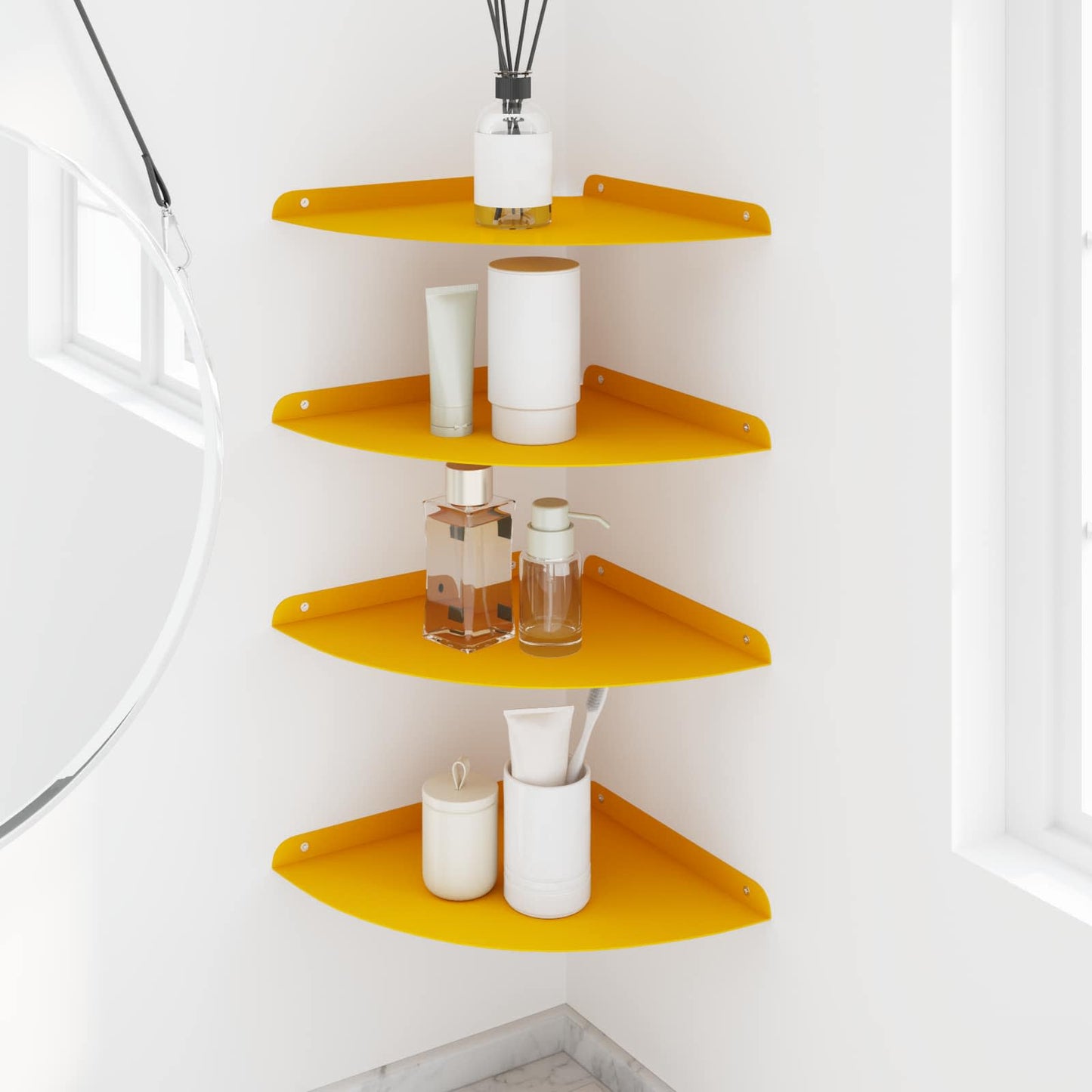 Flytende hylle med hylle 4 pcs Sennepsgul 30 x 30 x 2 cm