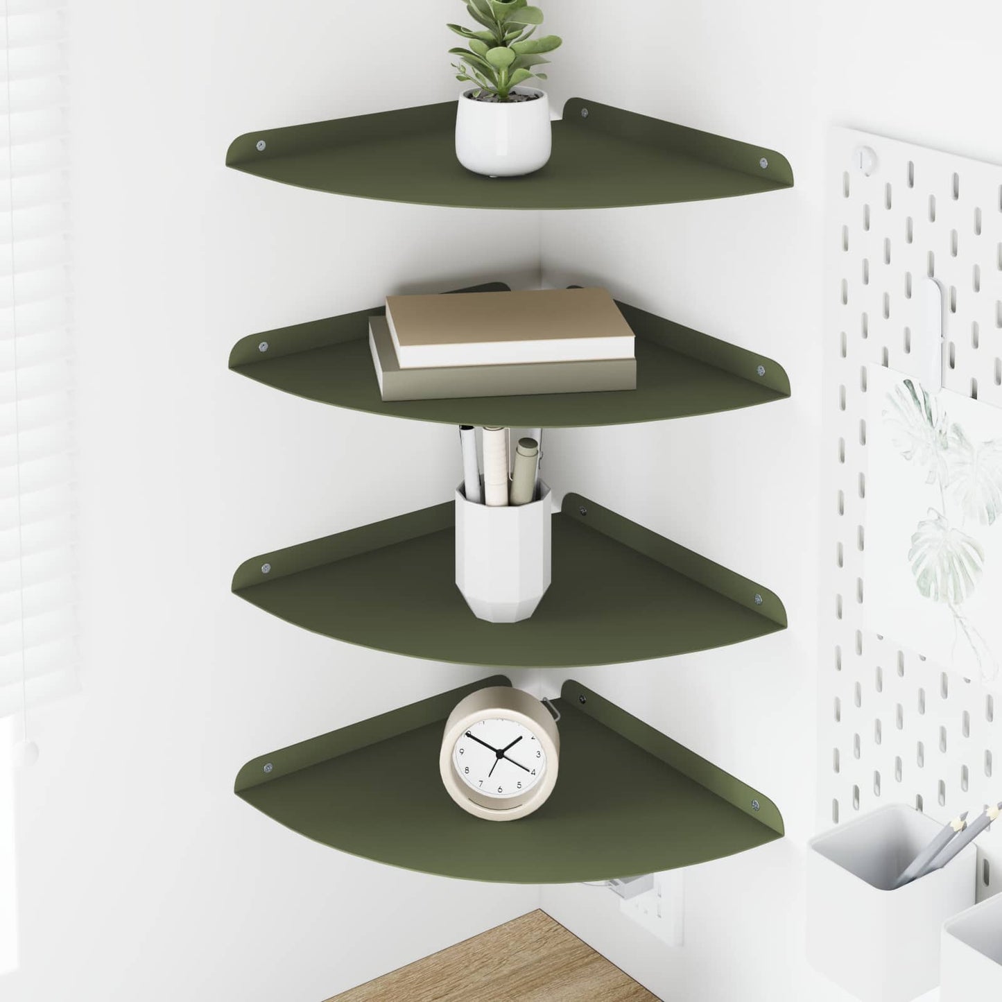 Flytende hylle med hylle 4 pcs Olivengrønn 30 x 30 x 2 cm