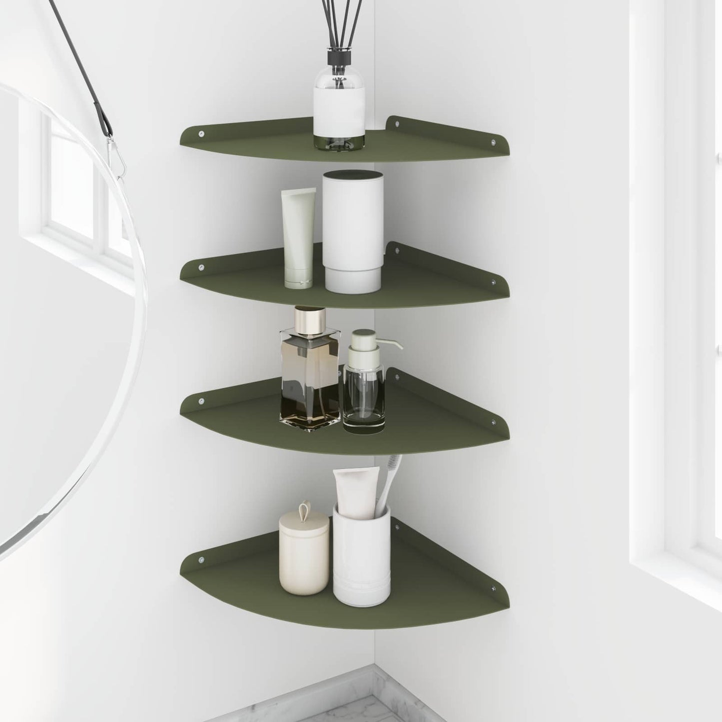 Flytende hylle med hylle 4 pcs Olivengrønn 30 x 30 x 2 cm