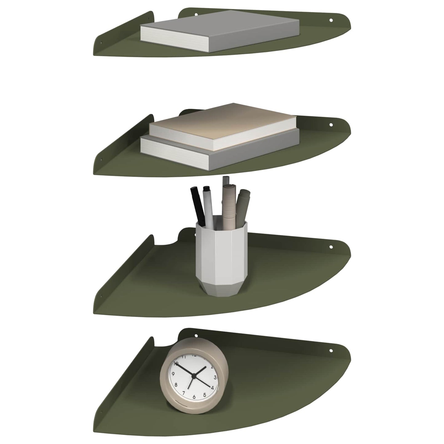 Flytende hylle med hylle 4 pcs Olivengrønn 30 x 30 x 2 cm