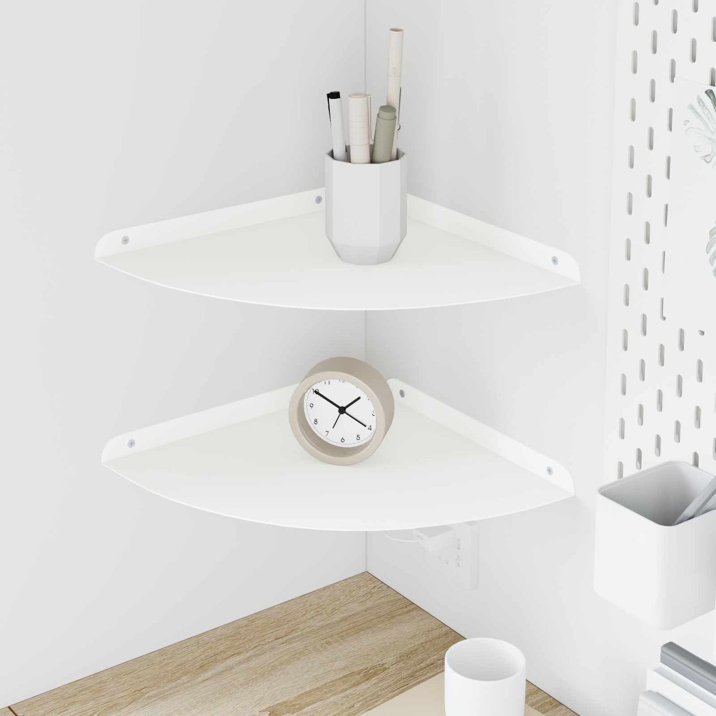 Flytende hylle med hylle med lagring 2 pcs Hvit 30 x 30 x 2 cm