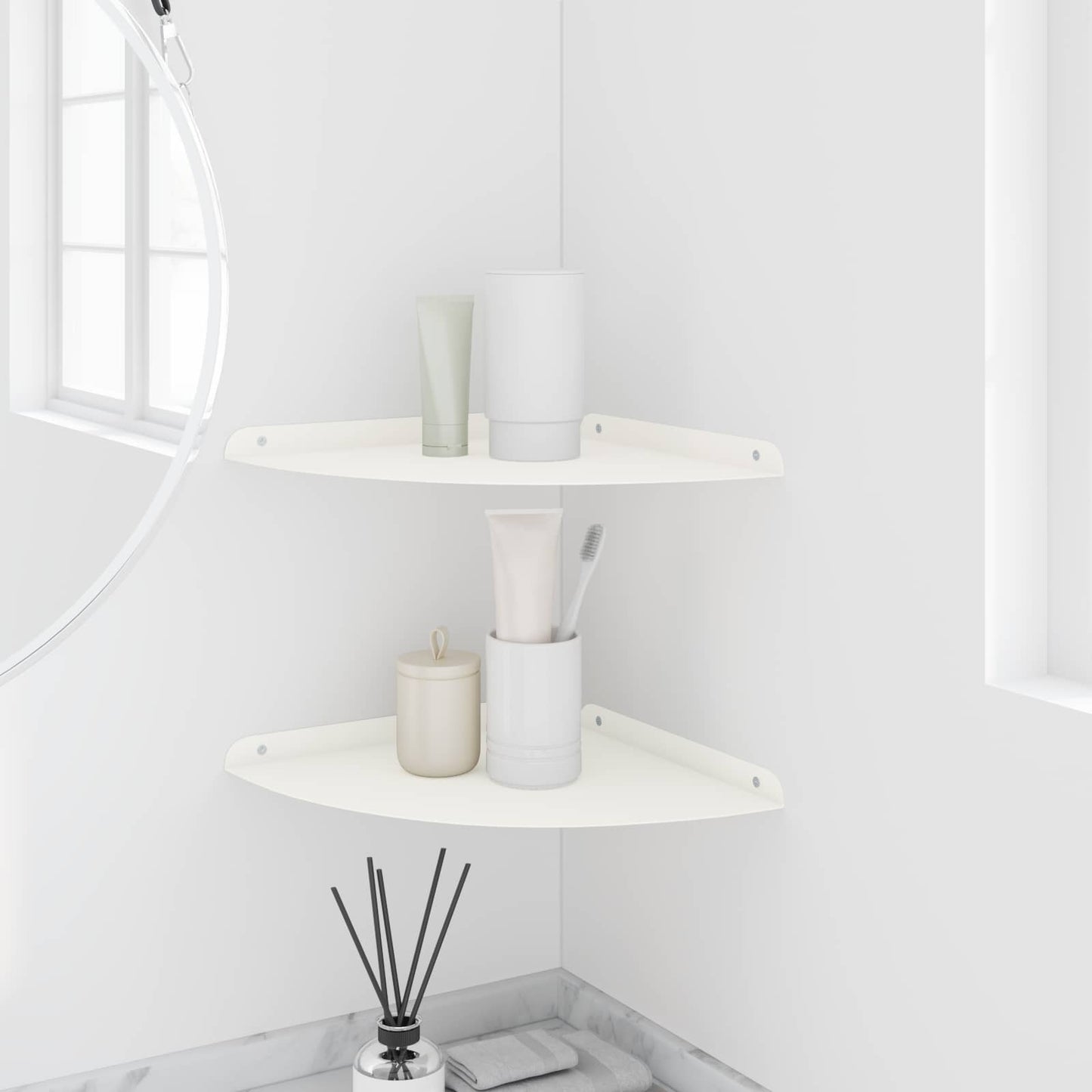 Flytende hylle med hylle med lagring 2 pcs Hvit 30 x 30 x 2 cm
