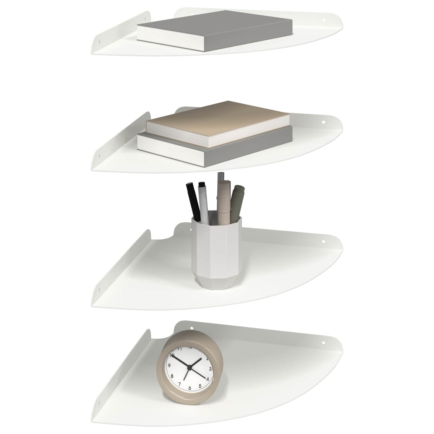 Flytende hylle med hylle med lagring 4 pcs Hvit 30 x 30 x 2 cm
