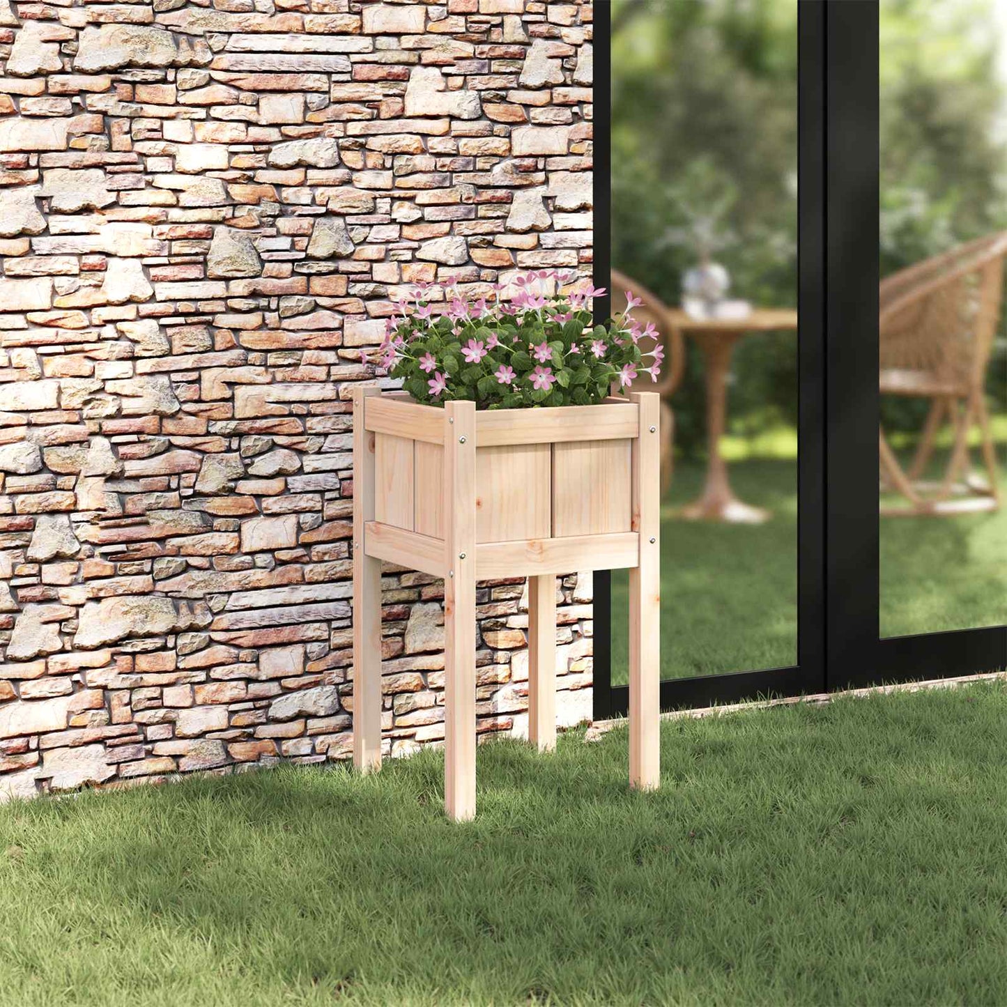 Hageblomsterpotte Natur 40 x 40 x 70 cm Massiv furu