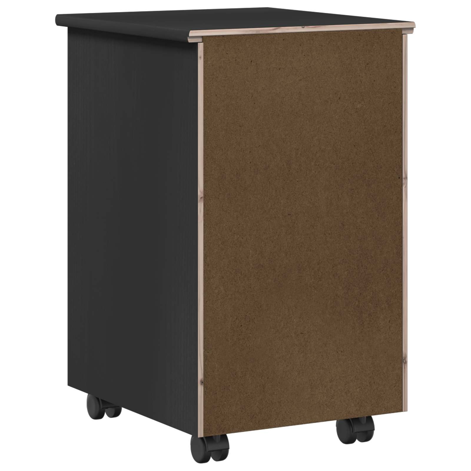 Rullende skap med hjul Svart 34 x 39 x 56 cm Massiv furu vidaXL