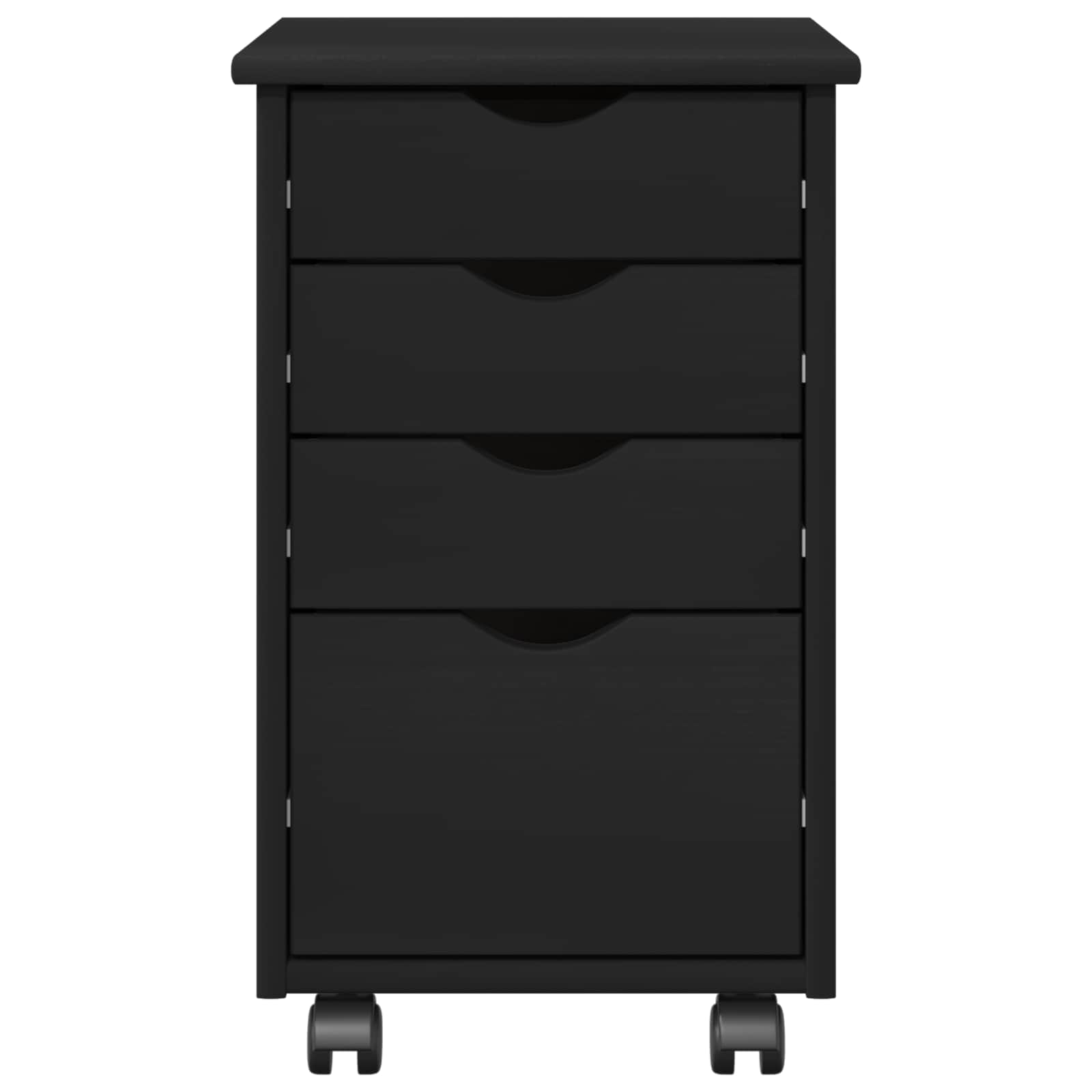 Rullende skap med hjul Svart 34 x 39 x 56 cm Massiv furu vidaXL