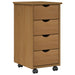 Rullende skap Honning brun 34 x 39 x 65,5 cm Massiv furu