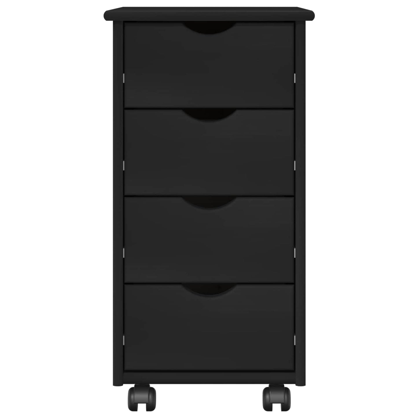Rullende skap med hjul Svart 34 x 39 x 65,5 cm Massiv furu