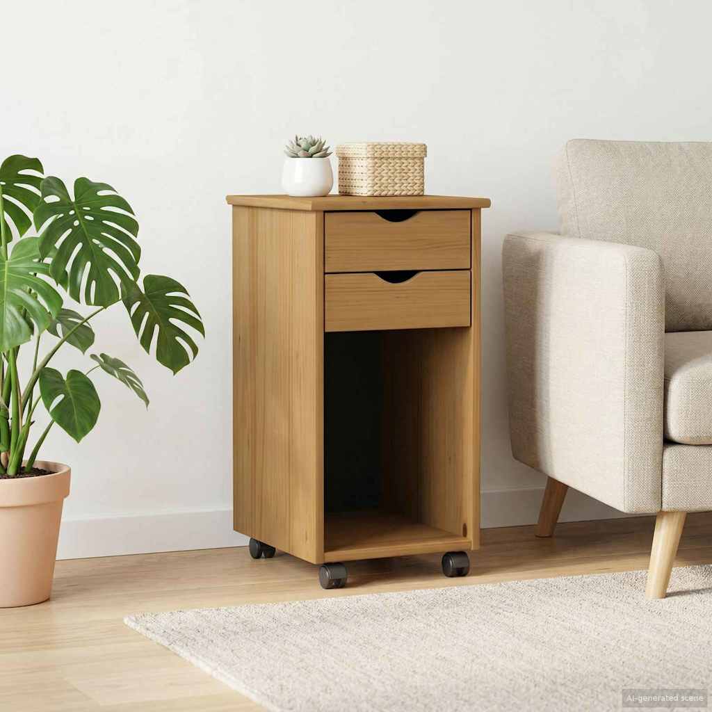 Rullende skap HonningBrun 34 x 39 x 65,5 cm Massiv furu