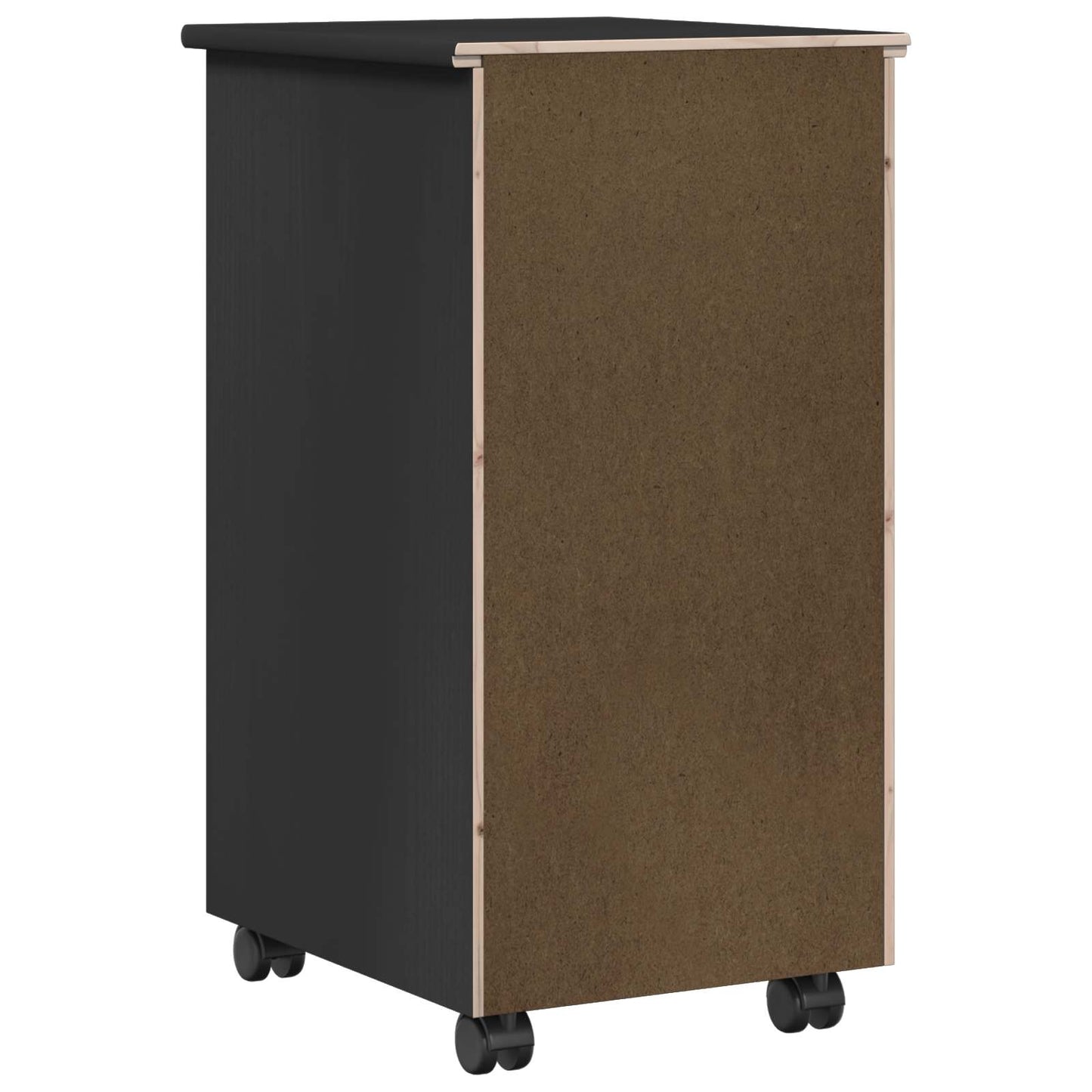 Rullende skap Svart 34 x 39 x 65,5 cm Massiv furu