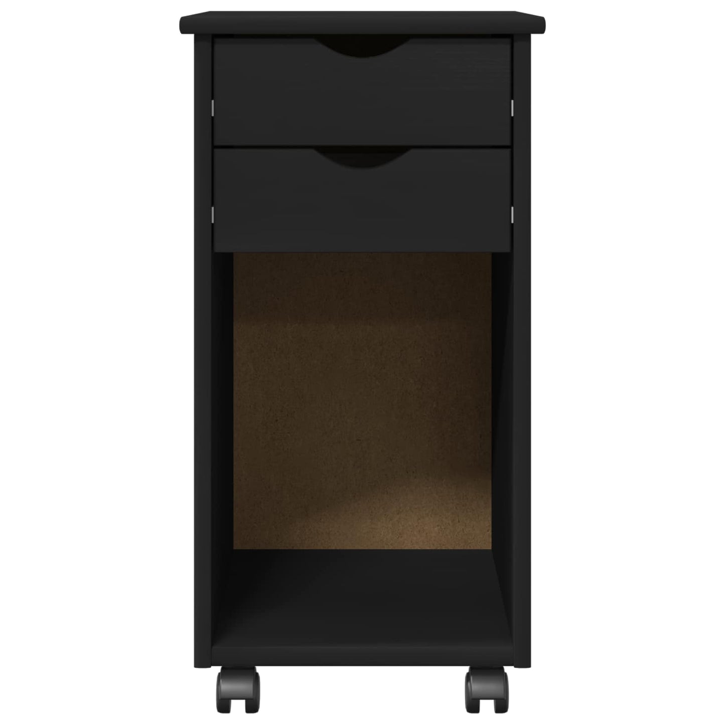 Rullende skap Svart 34 x 39 x 65,5 cm Massiv furu