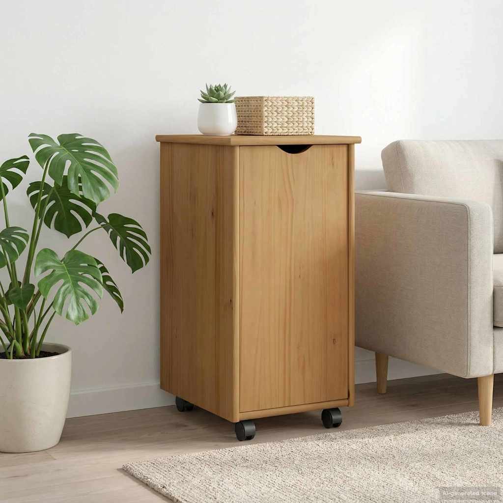 Rullende skap Honning brun 34 x 39 x 65,5 cm Massiv furu