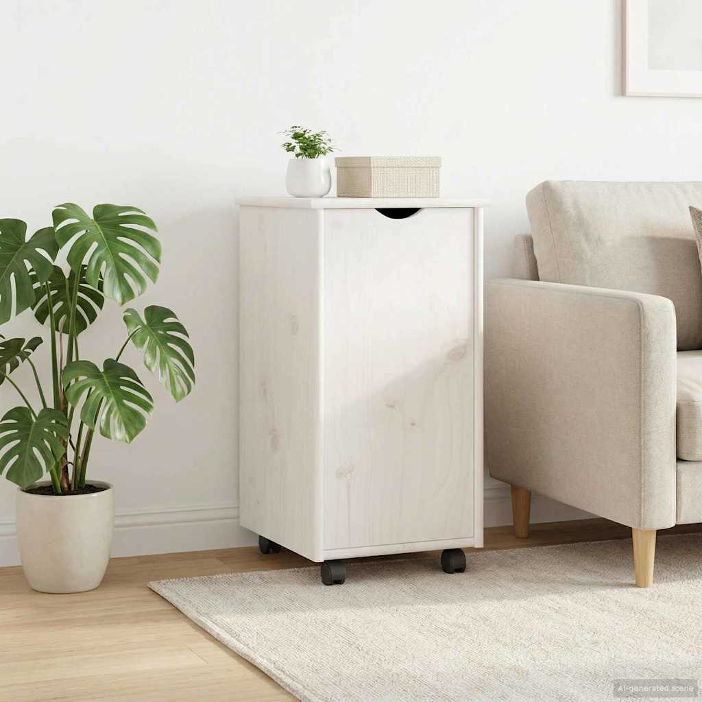 Rullende skap med hjul Hvit 34 x 39 x 65,5 cm Massiv furu