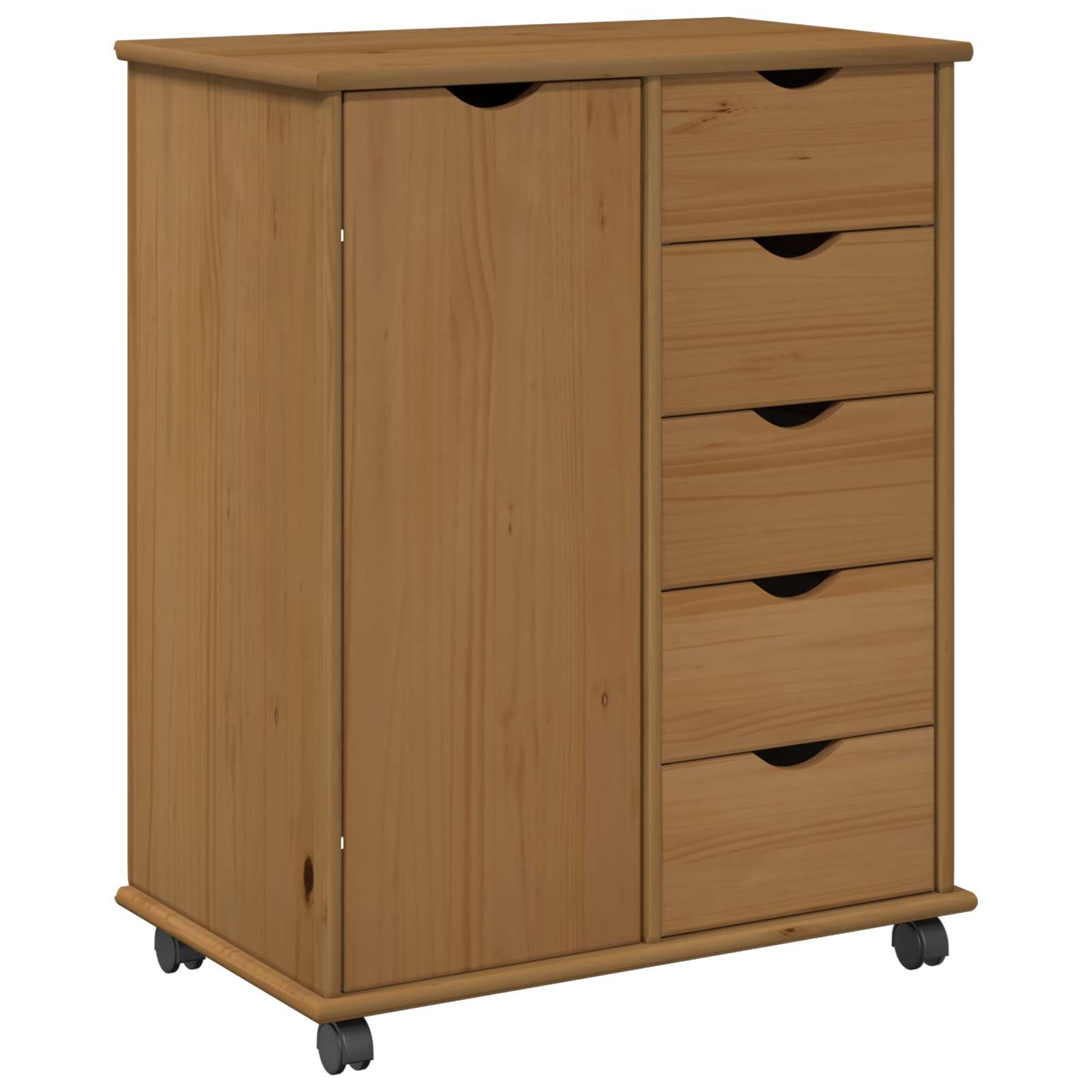 Rullende skap Honning brun 63,5 x 39 x 79 cm Massiv furu vidaXL