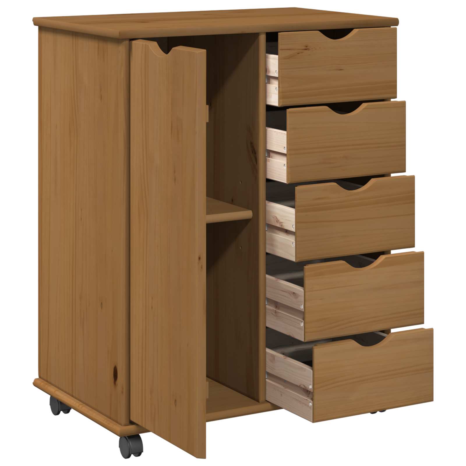 Rullende skap Honning brun 63,5 x 39 x 79 cm Massiv furu vidaXL