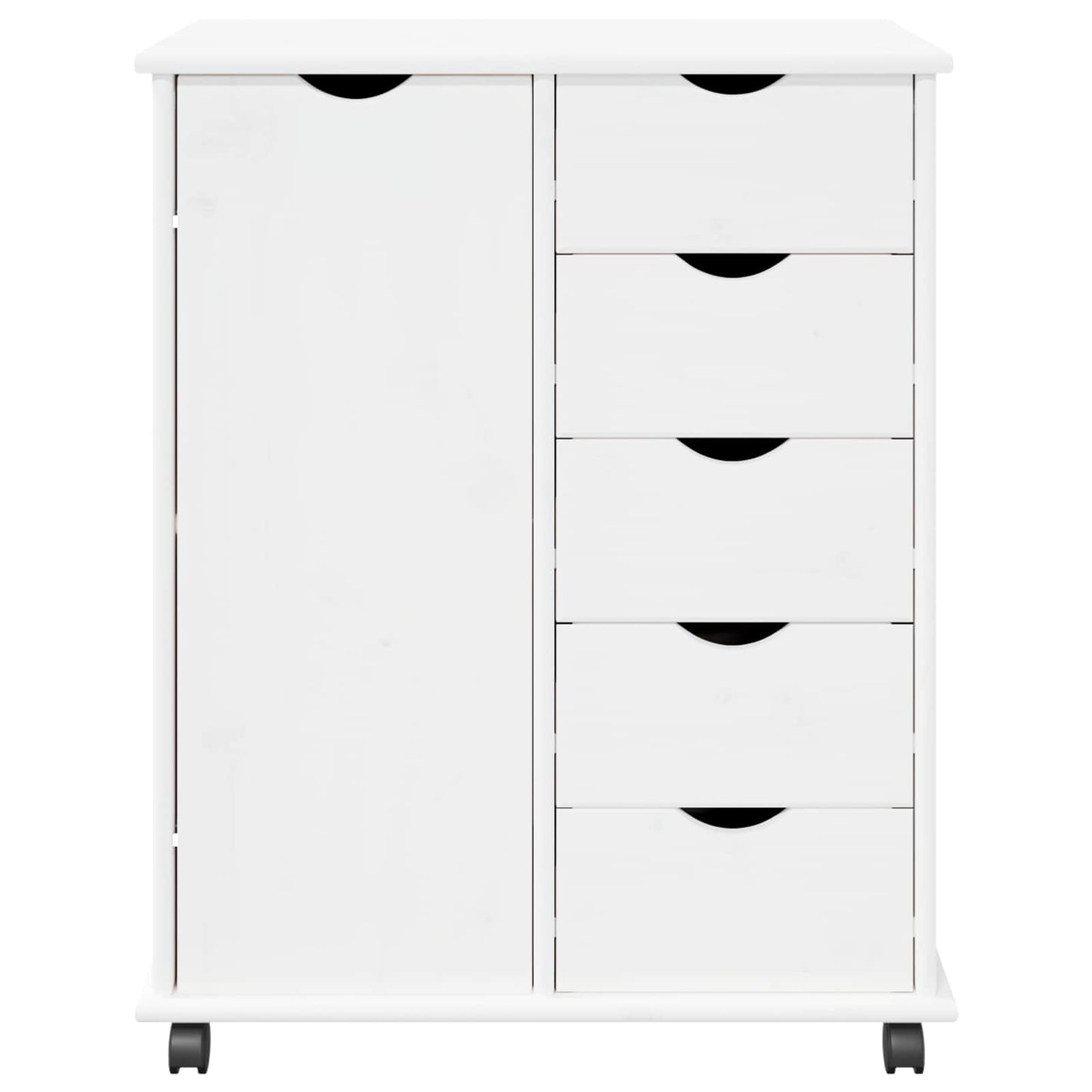 Rullende skap med hjul Hvit 63,5 x 39 x 79 cm Massiv furu vidaXL