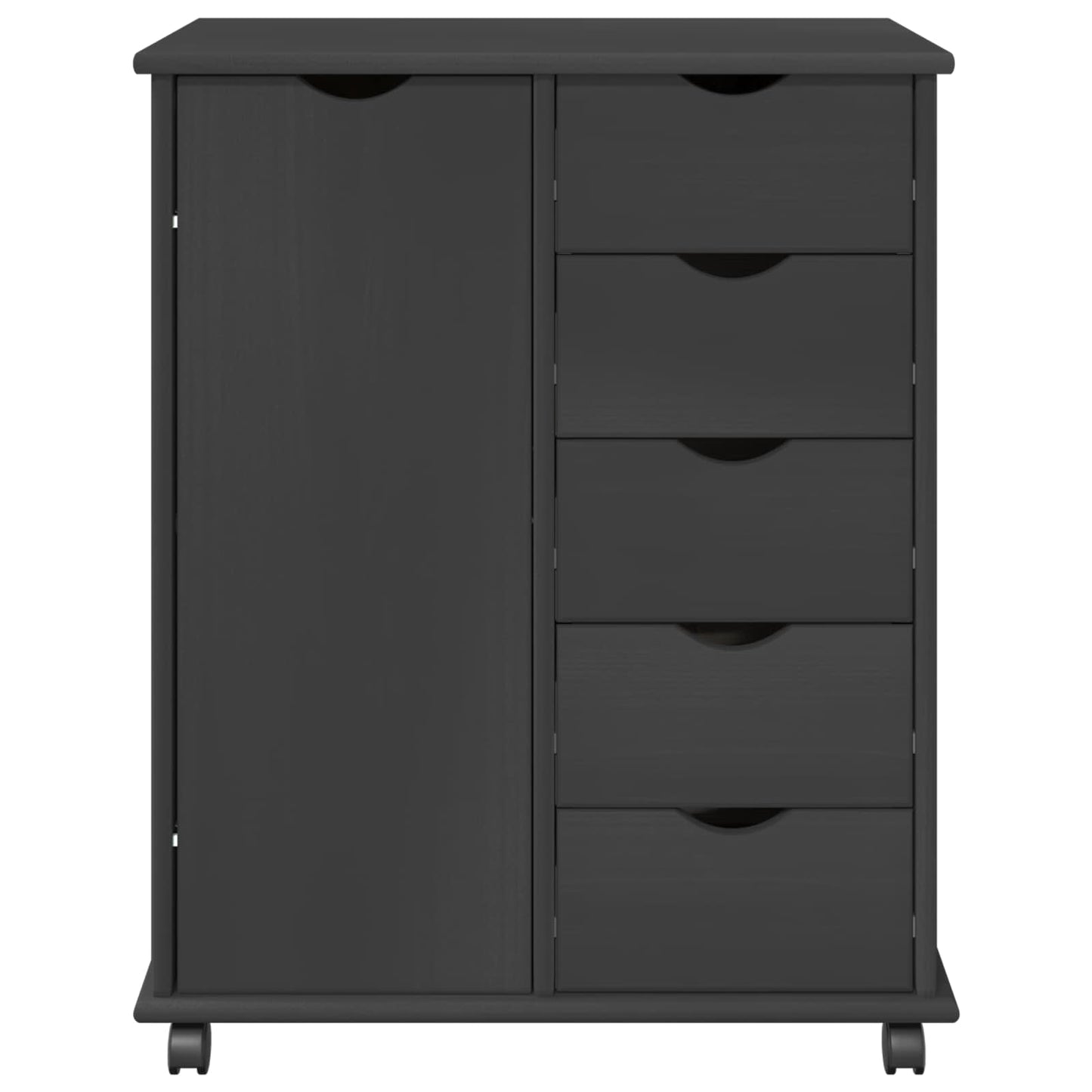 Rullende skap med hjul Grå 63,5 x 39 x 79 cm Massiv furu vidaXL