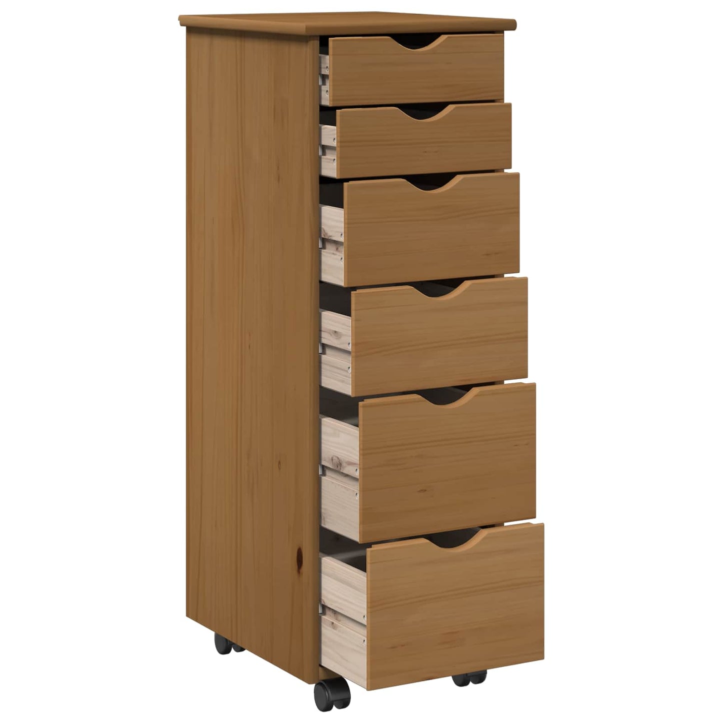 Rullende skap Honning brun 34 x 39 x 93,5 cm Massiv furu