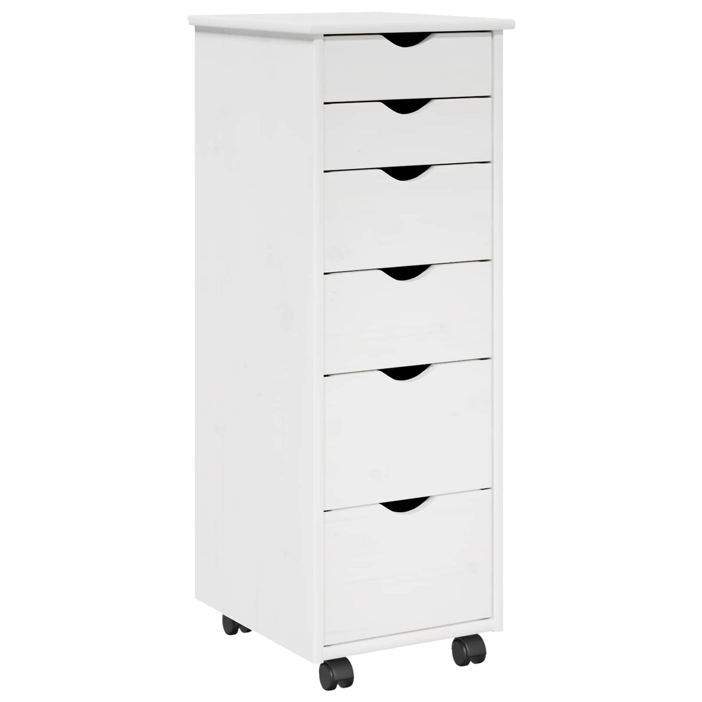 Rullende skap med hjul Hvit 34 x 39 x 93,5 cm Massiv furu