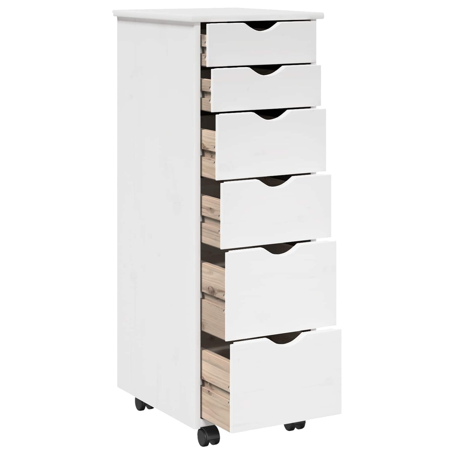 Rullende skap med hjul Hvit 34 x 39 x 93,5 cm Massiv furu