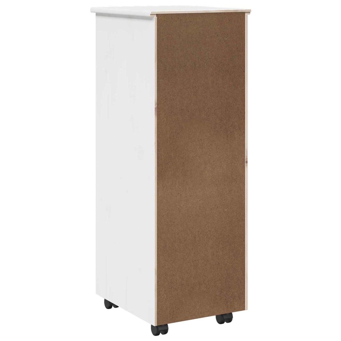 Rullende skap med hjul Hvit 34 x 39 x 93,5 cm Massiv furu