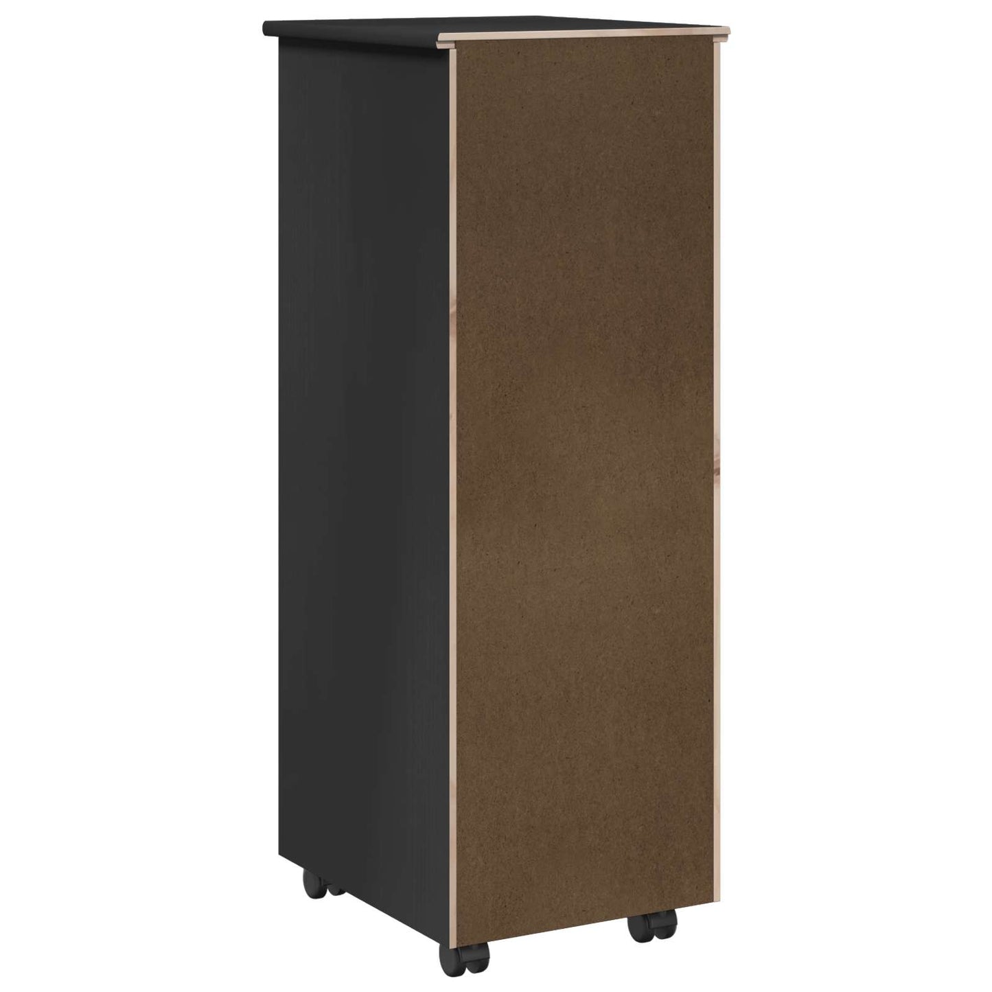Rullende skap med hjul Svart 34 x 39 x 93,5 cm Massiv furu