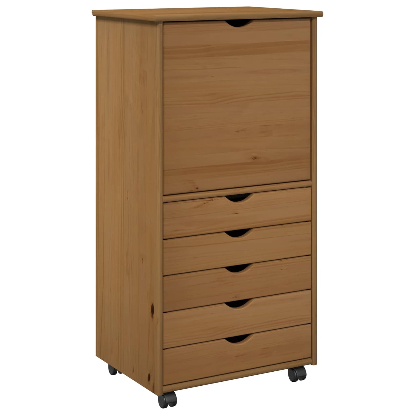 Rullende skap Honning brun 53 x 39 x 103 cm Massiv furu