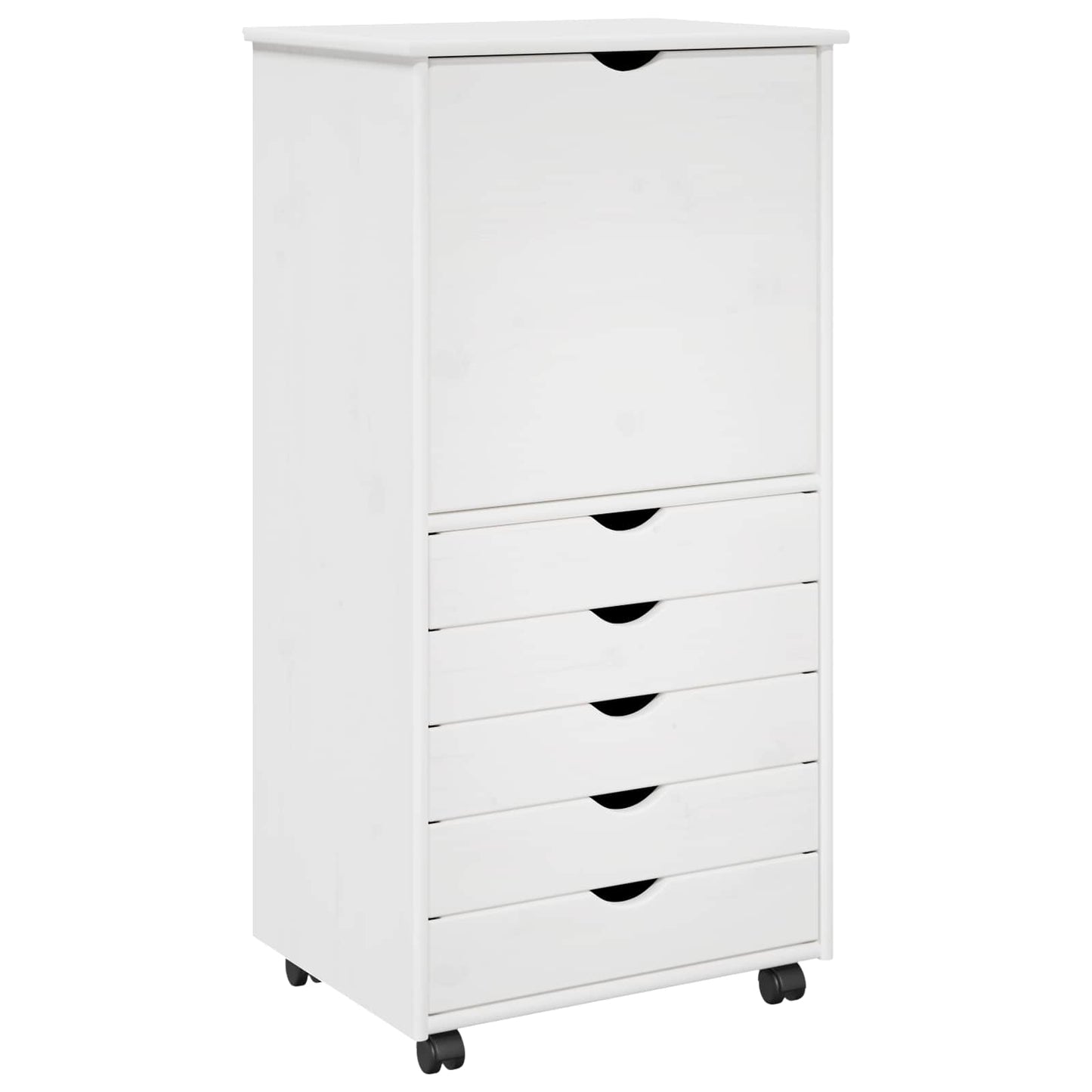 Rullende skap med hjul Hvit 53 x 39 x 103 cm Massiv furu