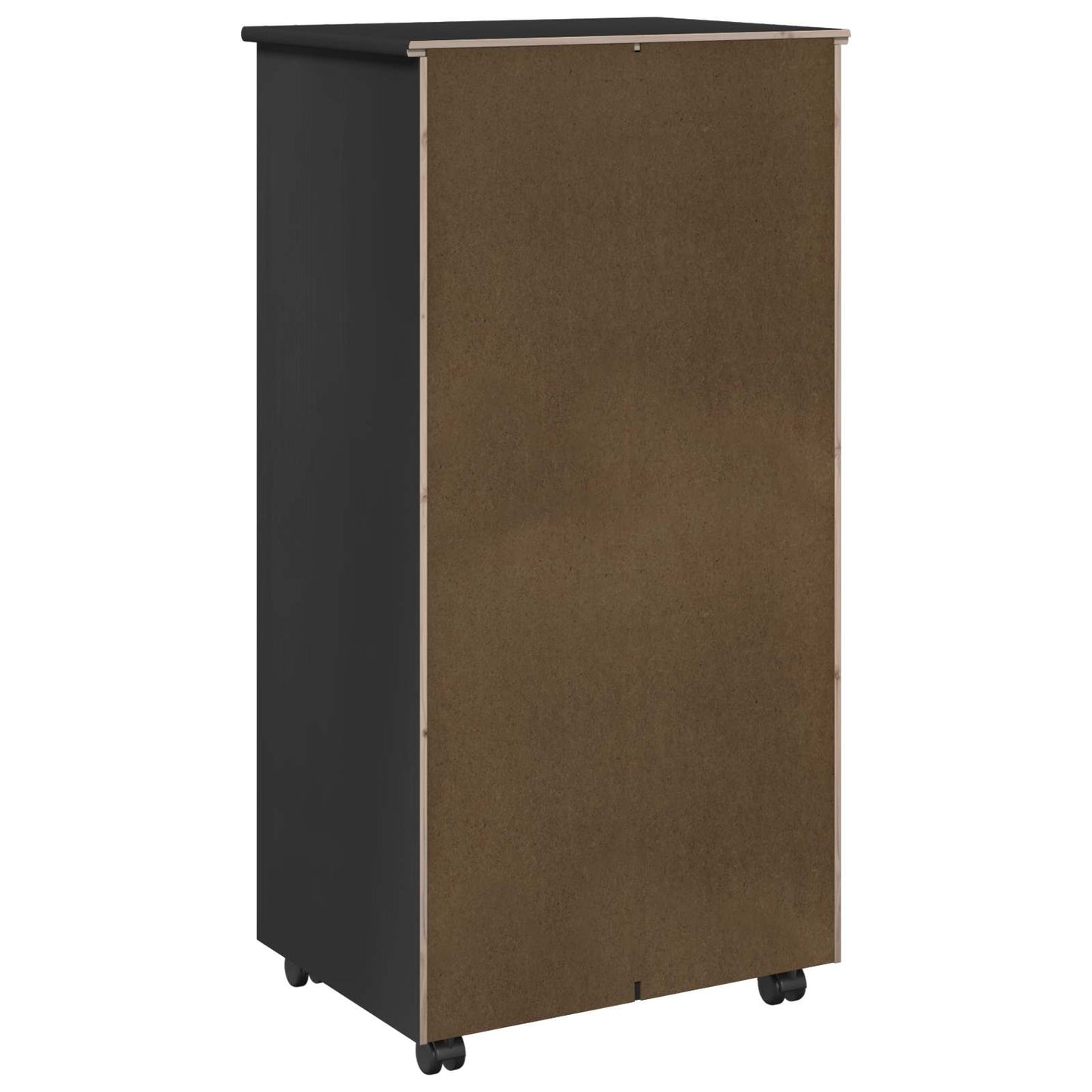 Rullende skap med hjul Svart 53 x 39 x 103 cm Massiv furu