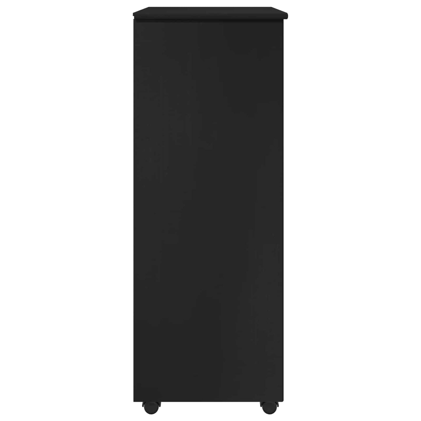Rullende skap med hjul Svart 53 x 39 x 103 cm Massiv furu
