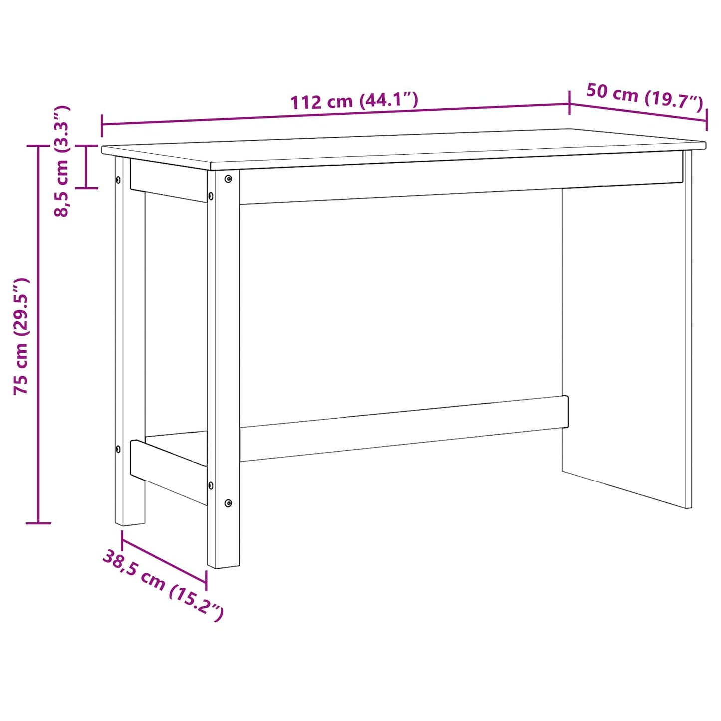 Skrivebord Grå 112 x 50 x 75 cm Massiv furu