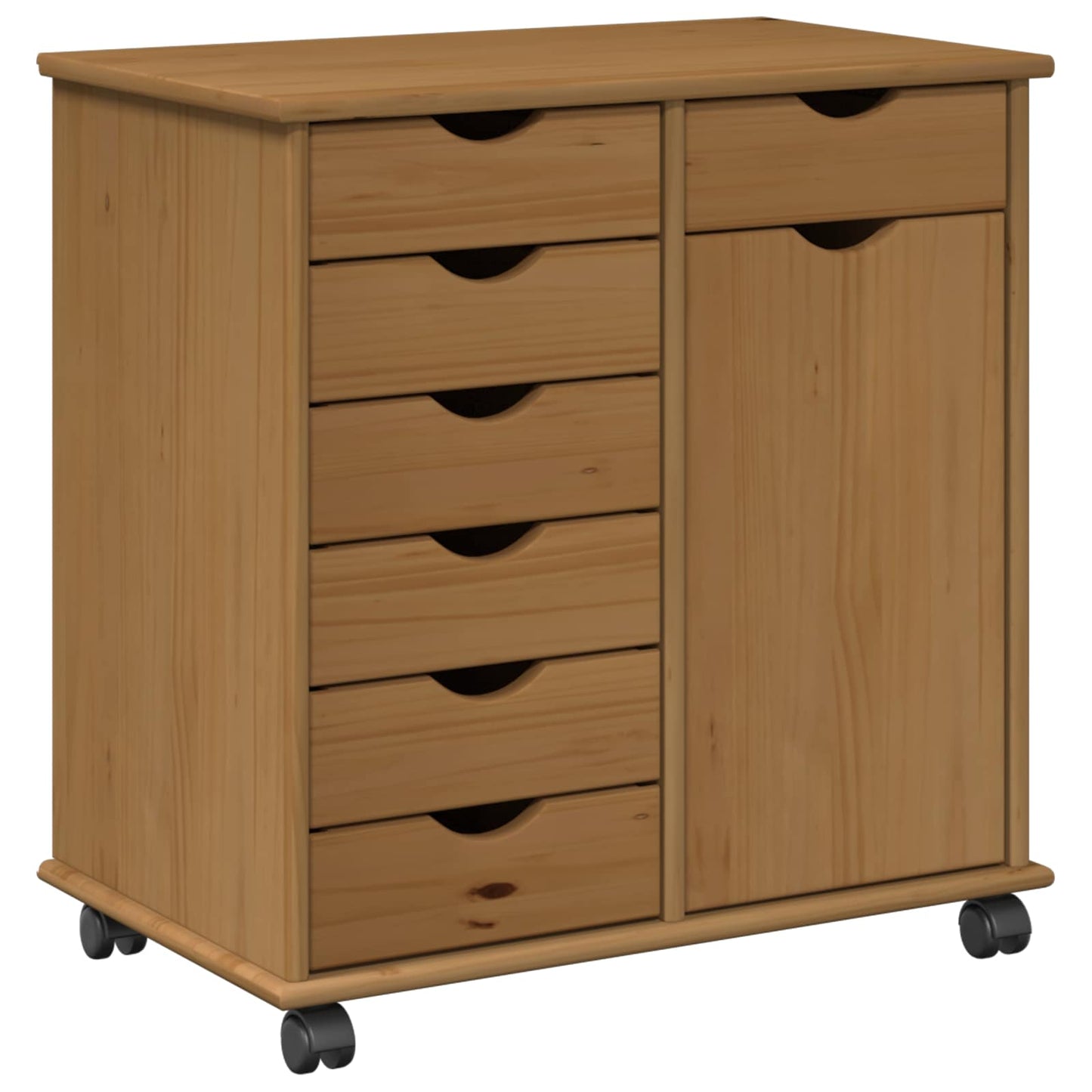 Rullende skap Honning brun 63,5 x 39 x 65,5 cm Massiv furu