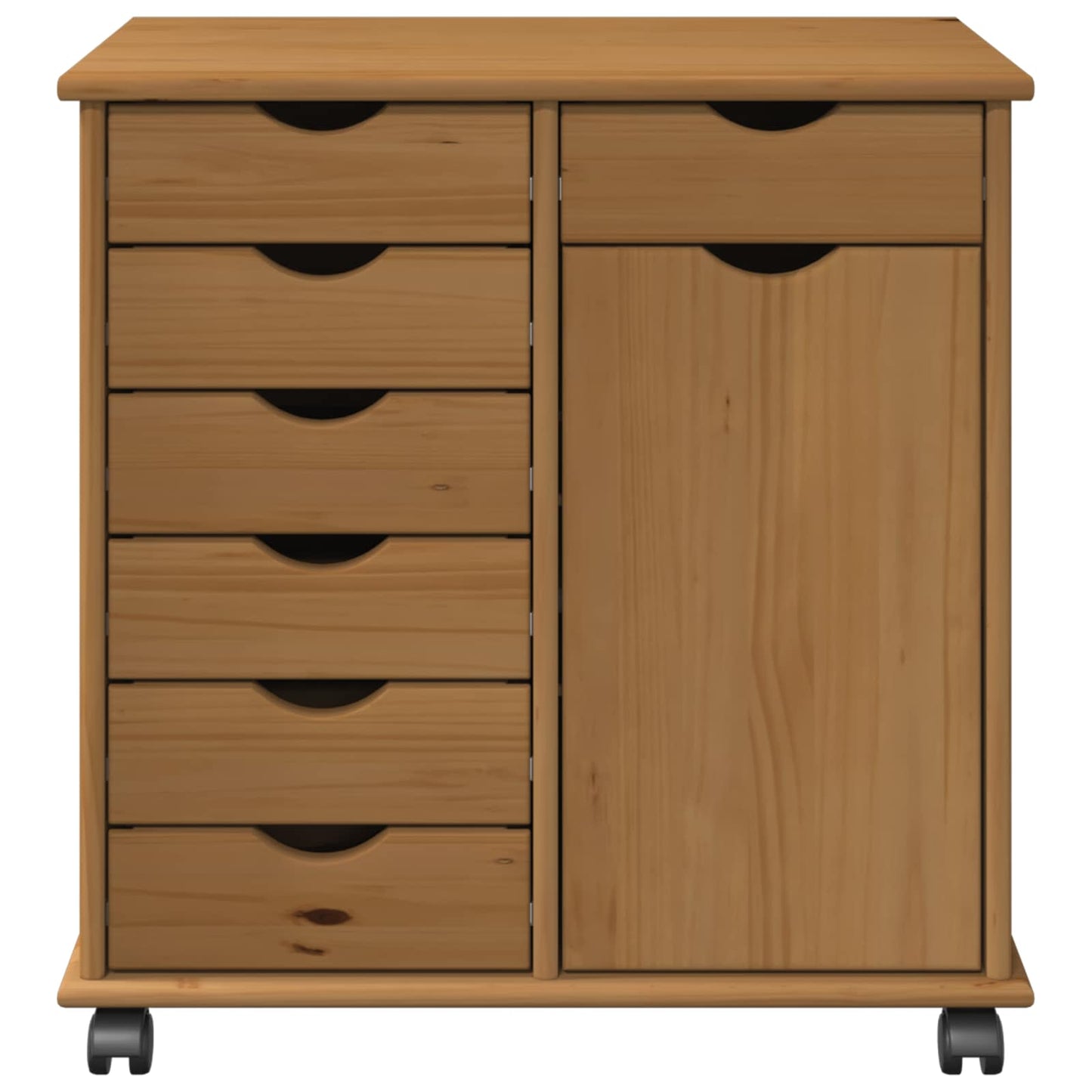 Rullende skap Honning brun 63,5 x 39 x 65,5 cm Massiv furu