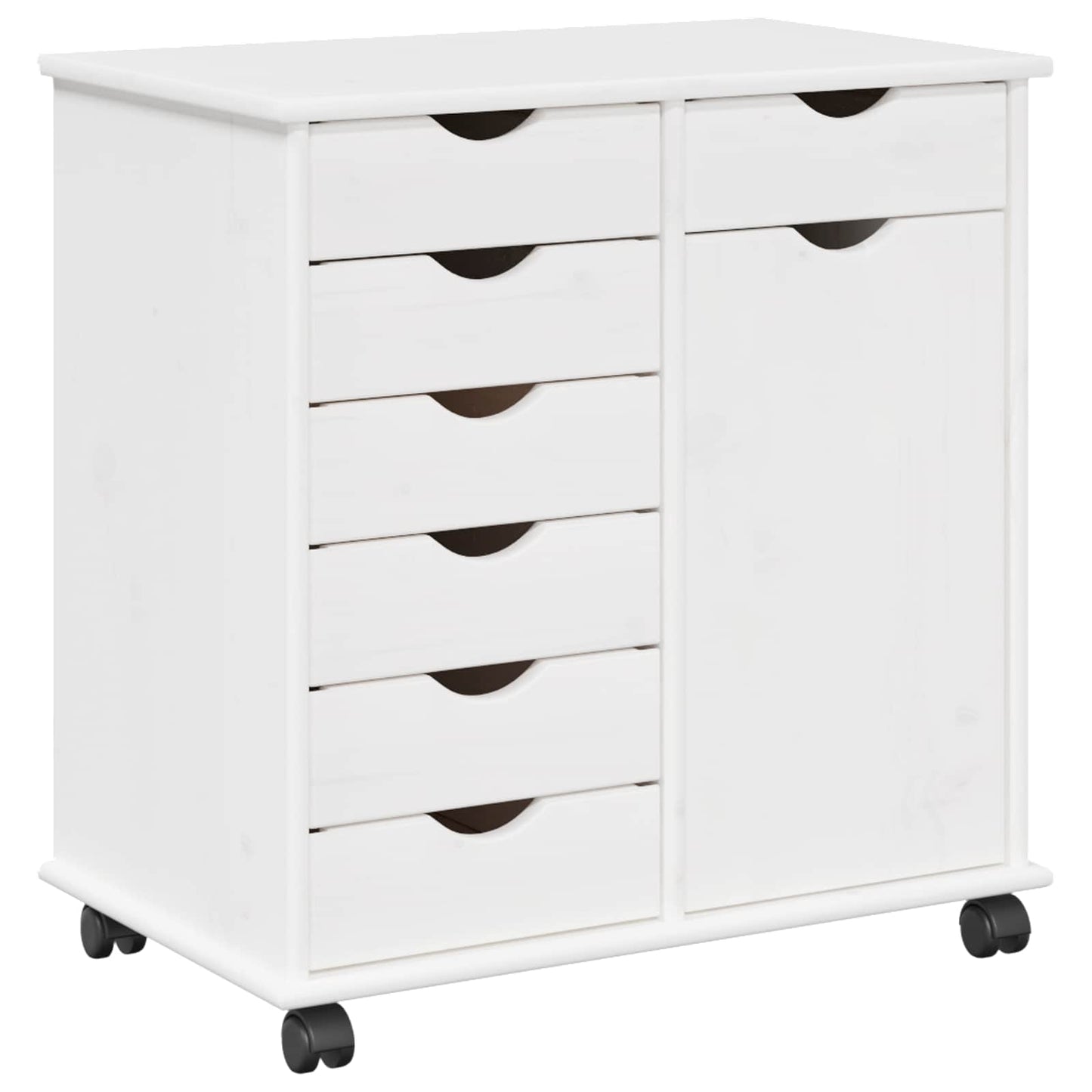 Rullende skap med hjul Hvit 63,5 x 39 x 65,5 cm Massiv furu